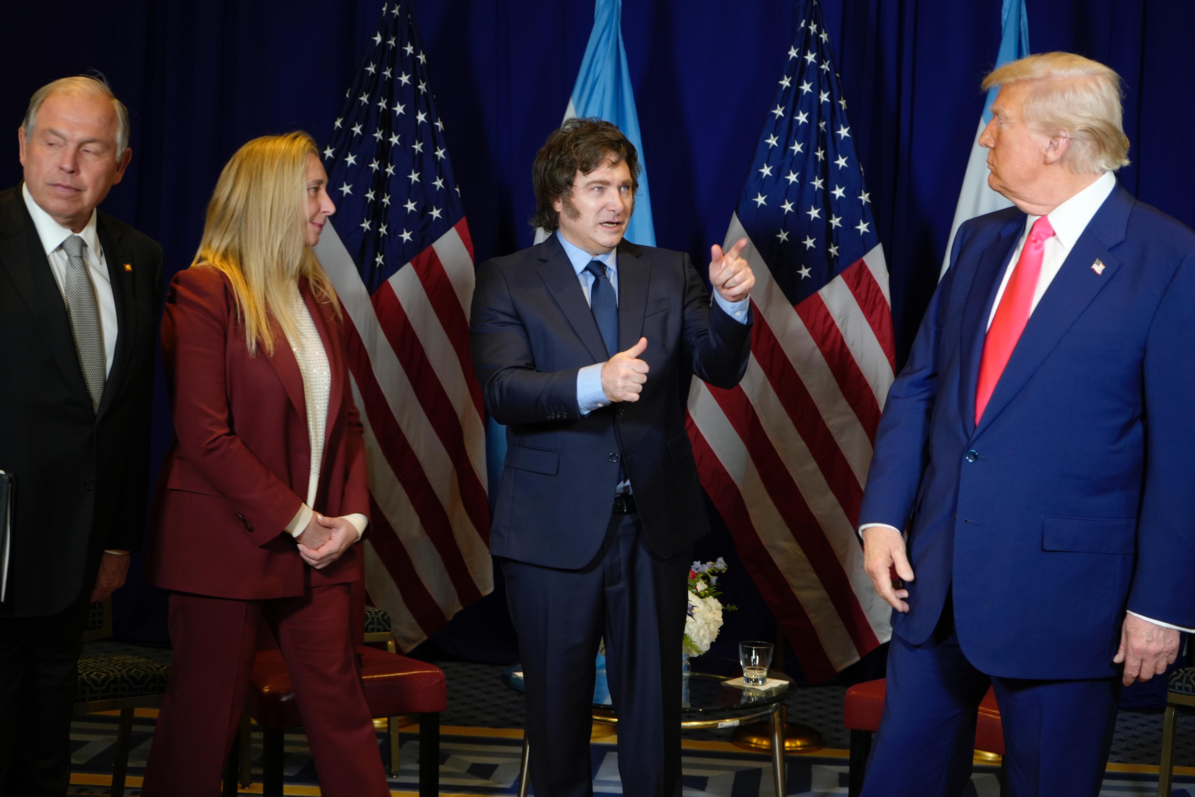 Washington, D.C., USA – February 22, 2025: Argentine President Javier Milei met with former U.S...