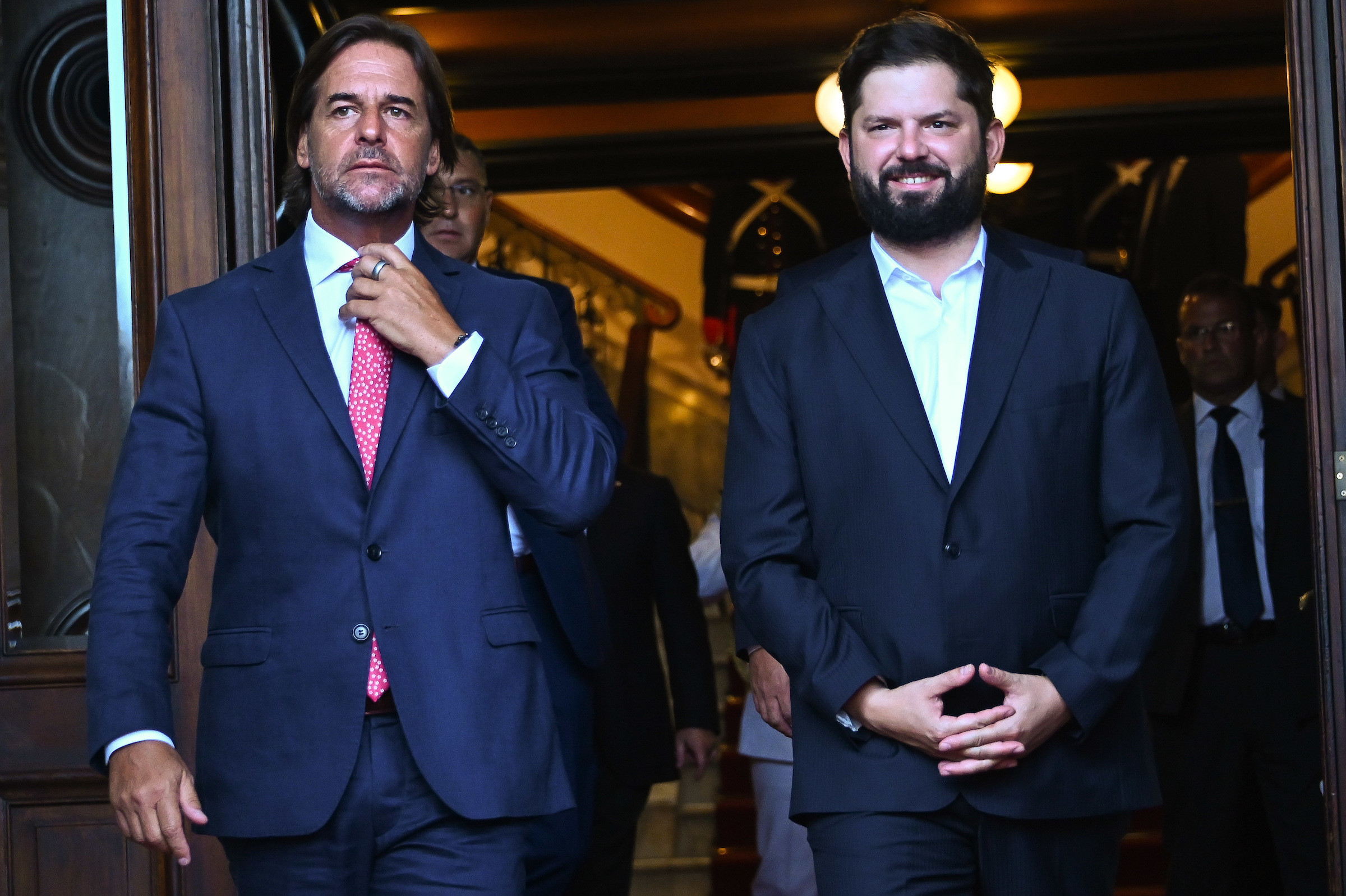 Lacalle Pou recibe a Boric Montevideo, Uruguay, 3.02.2025
Política. Presidente Luis Lacalle Pou recibe a su par chileno Gab...