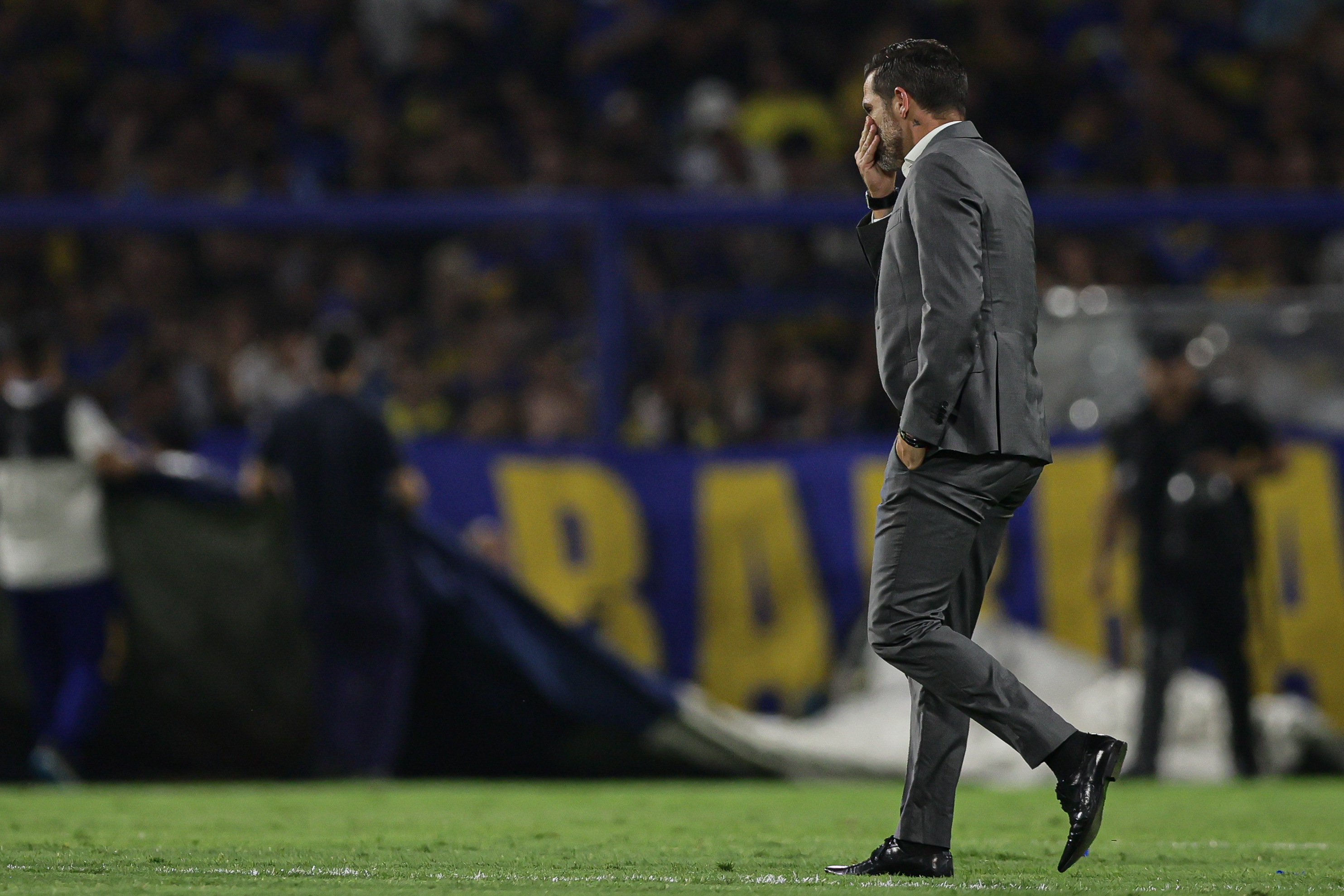 Buenos Aires, Argentina – February 25, 2025: Boca Juniors celebrates a goal against M. Trauco, ...