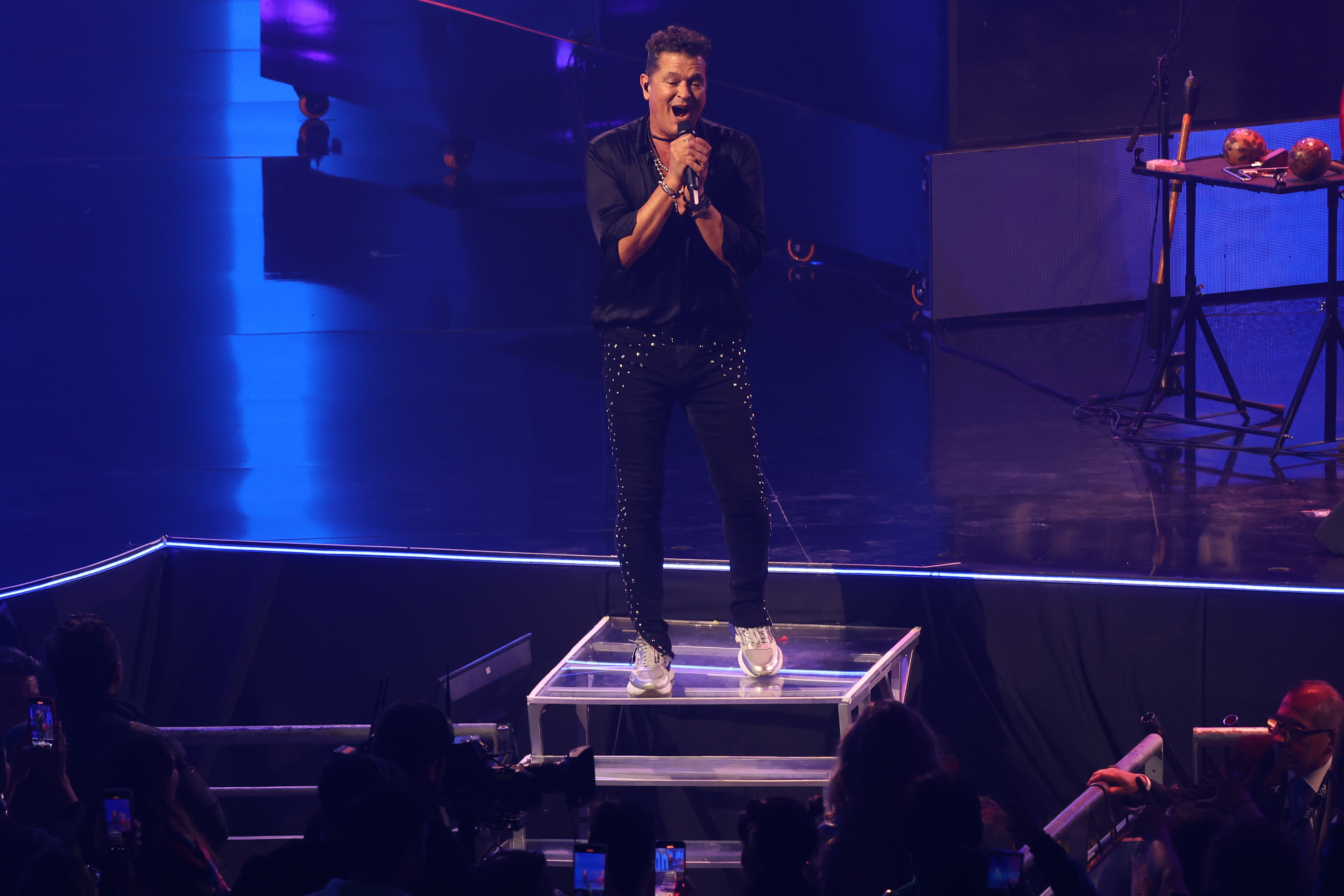 Viña del Mar, Chile – February 26, 2025: Colombian artists Carlos Vives and Sebastián Yatra c...