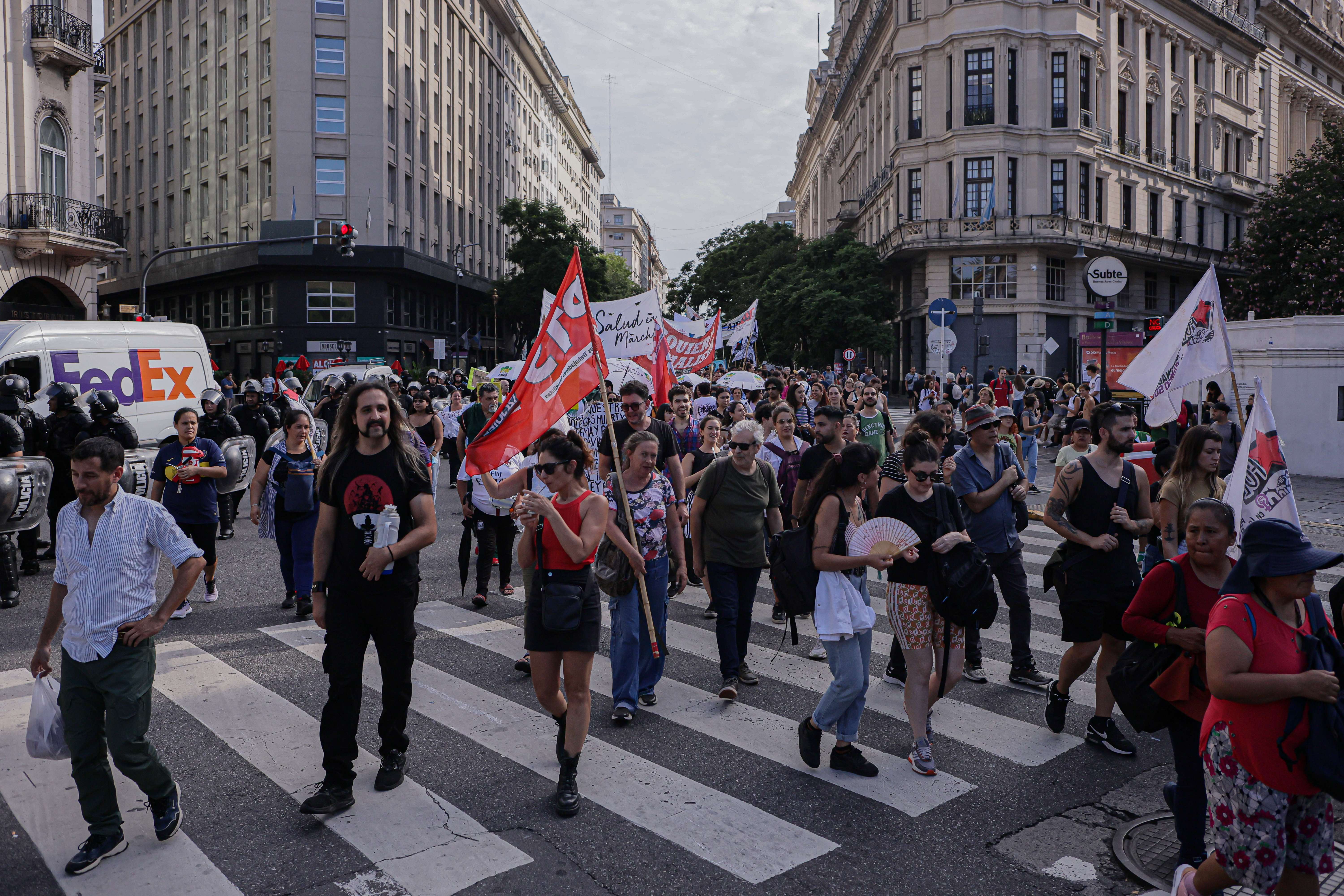 Buenos Aires, Argentina – February 27, 2025: Healthcare institutions, hospitals, and social mov...