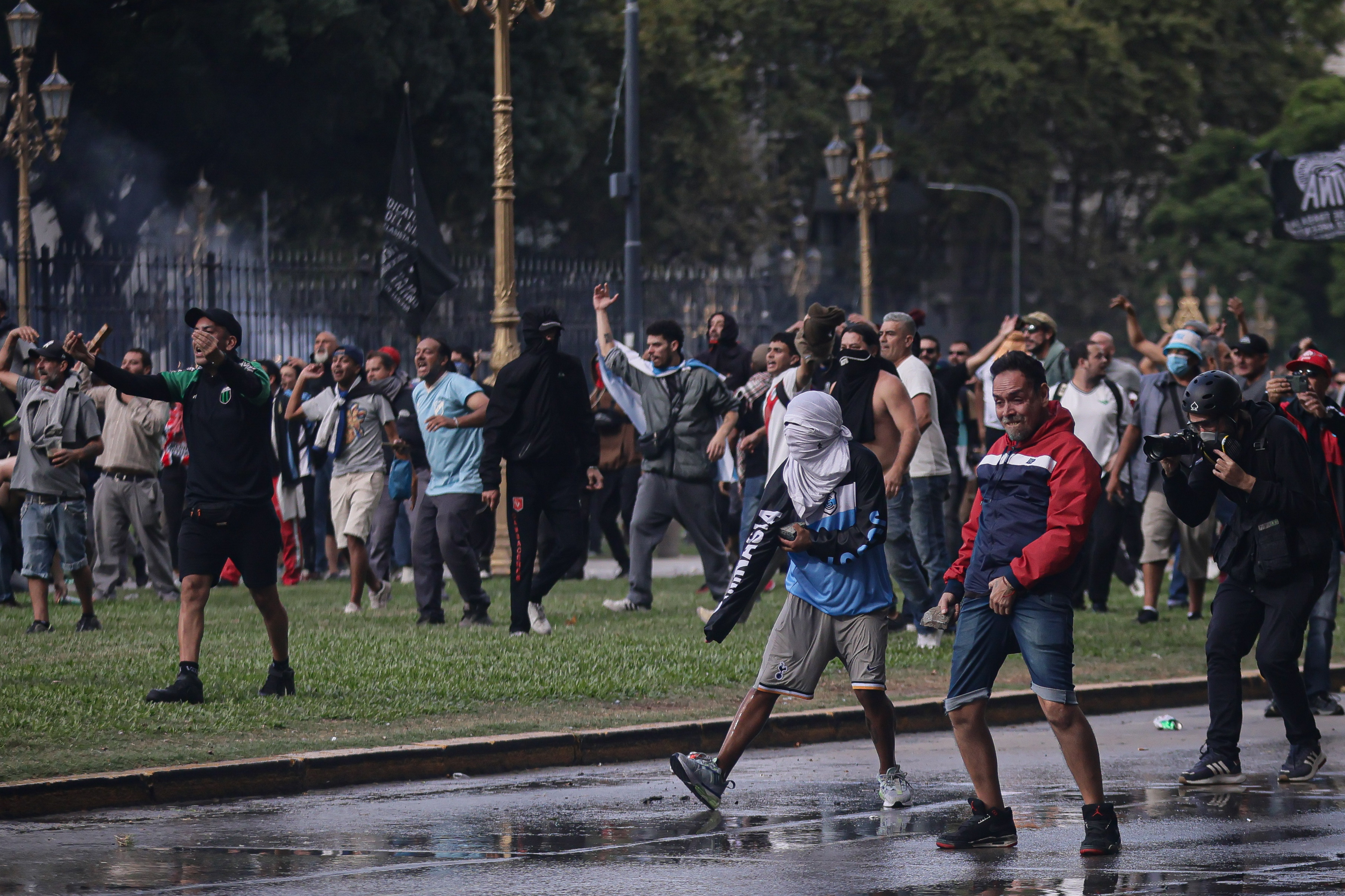 Buenos Aires, Argentina – March 12, 2025: Retirees gathered outside the National Congress deman...