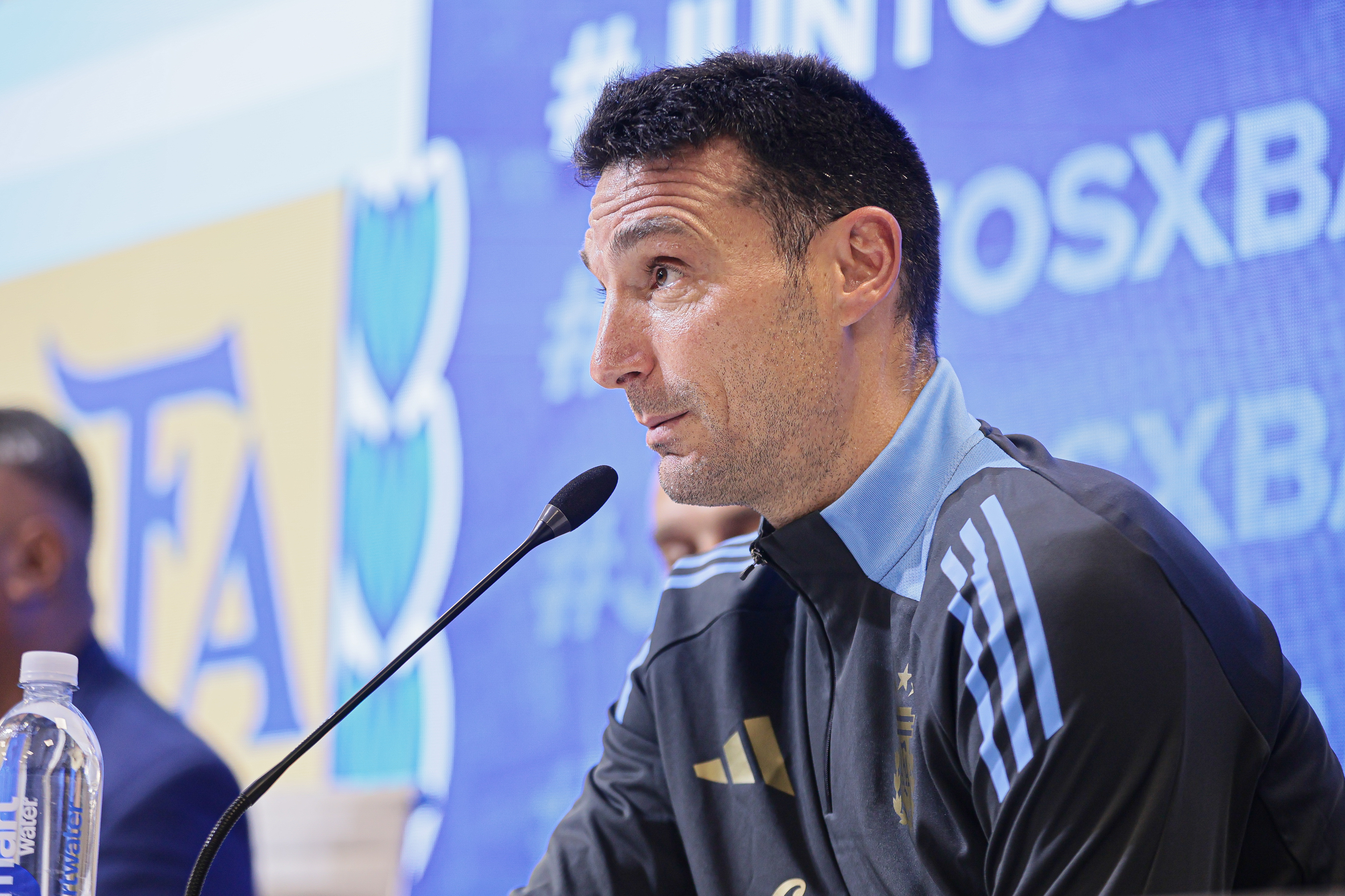 Lautaro Martínez, Claudio Tapia, Germán Pezzella, and Lionel Scaloni Hold Press Conference Ahead of Argentina’s Training Buenos Aires, Argentina – March 18, 2025: Argentina national team captain Lautaro Martínez, AF...