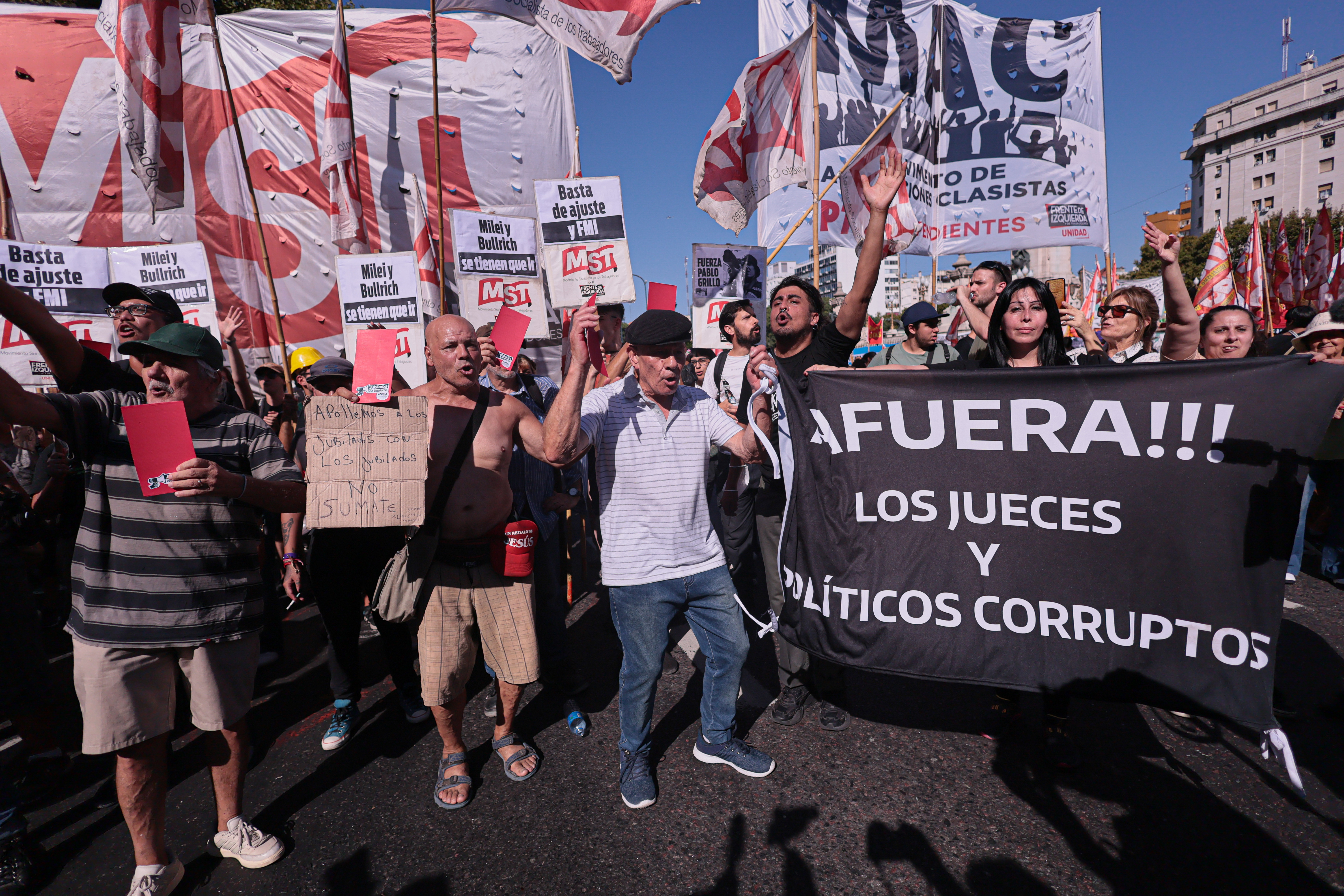 Buenos Aires, Argentina – March 19, 2025: Thousands of retirees march once again to Plaza del C...