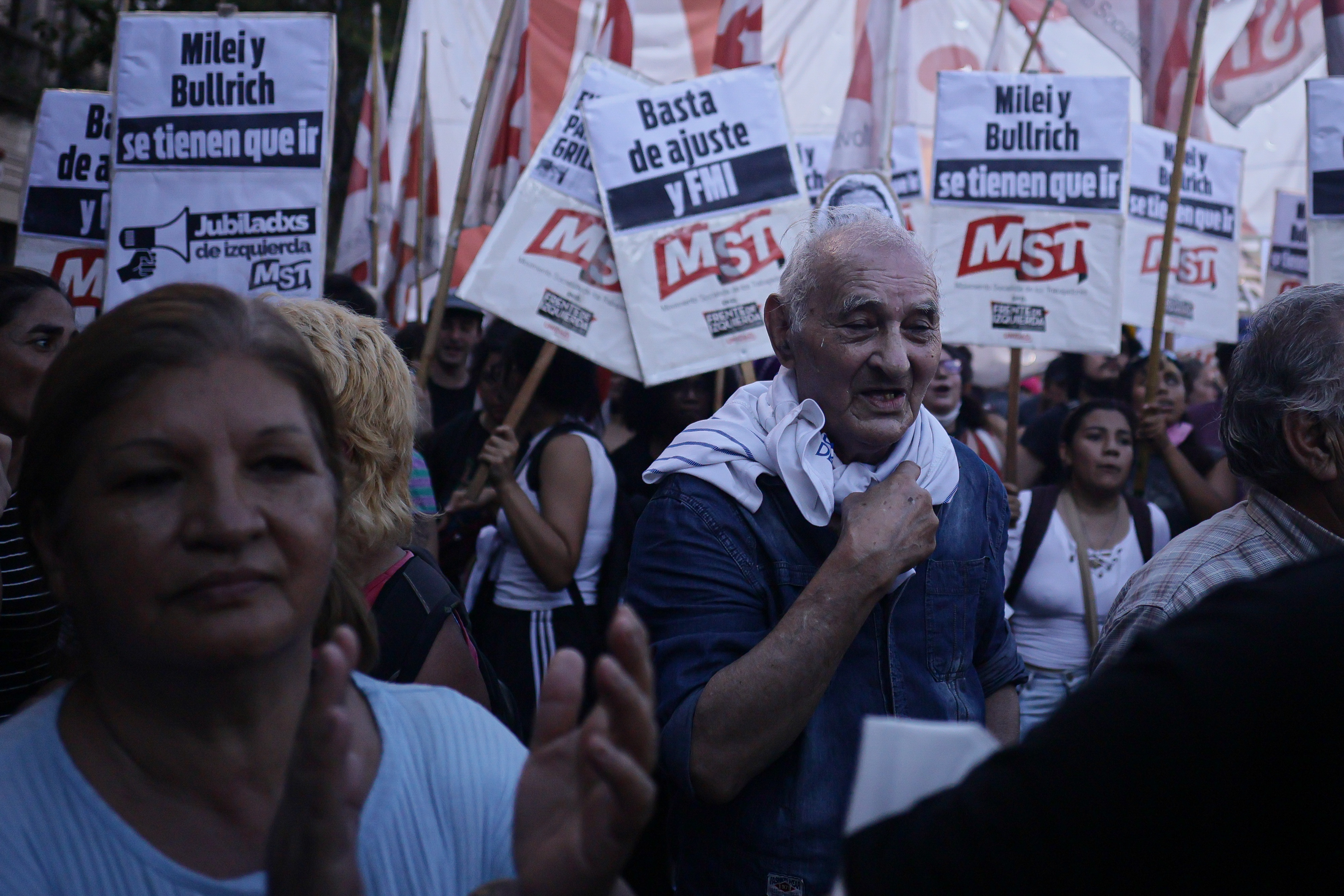 Buenos Aires, Argentina – March 19, 2025: Thousands of retirees march once again to Plaza del C...