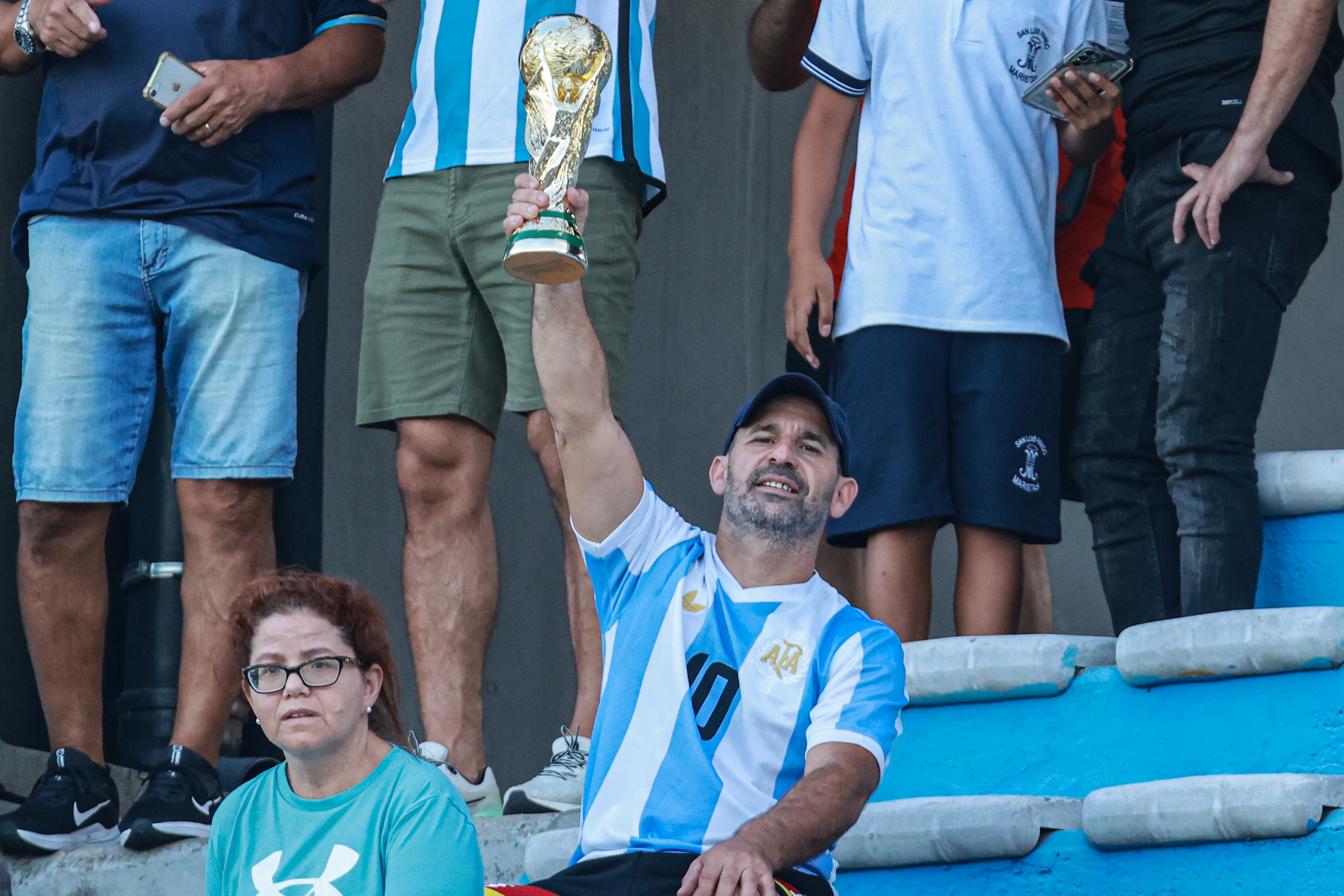 South American Rivals Face Off at Estadio Centenario for Matchday 13 Montevideo, Uruguay – March 21, 2025: Argentine fans await the start of the match against Urugu...