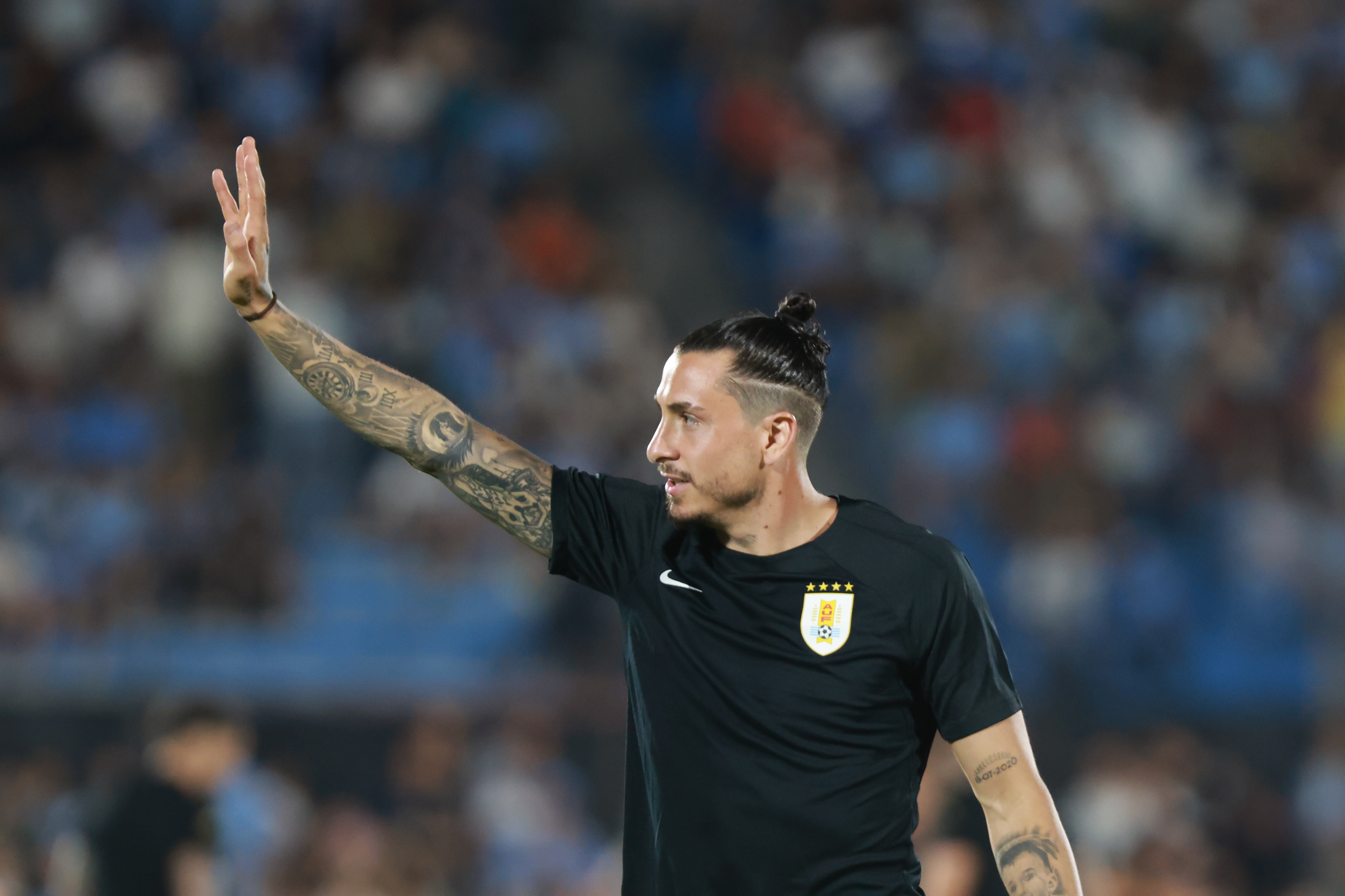 South American Rivals Face Off at Estadio Centenario for Matchday 13 Montevideo, Uruguay – March 21, 2025: Darwin Nuñez of Uruguay warms up at the Montevideo stadi...