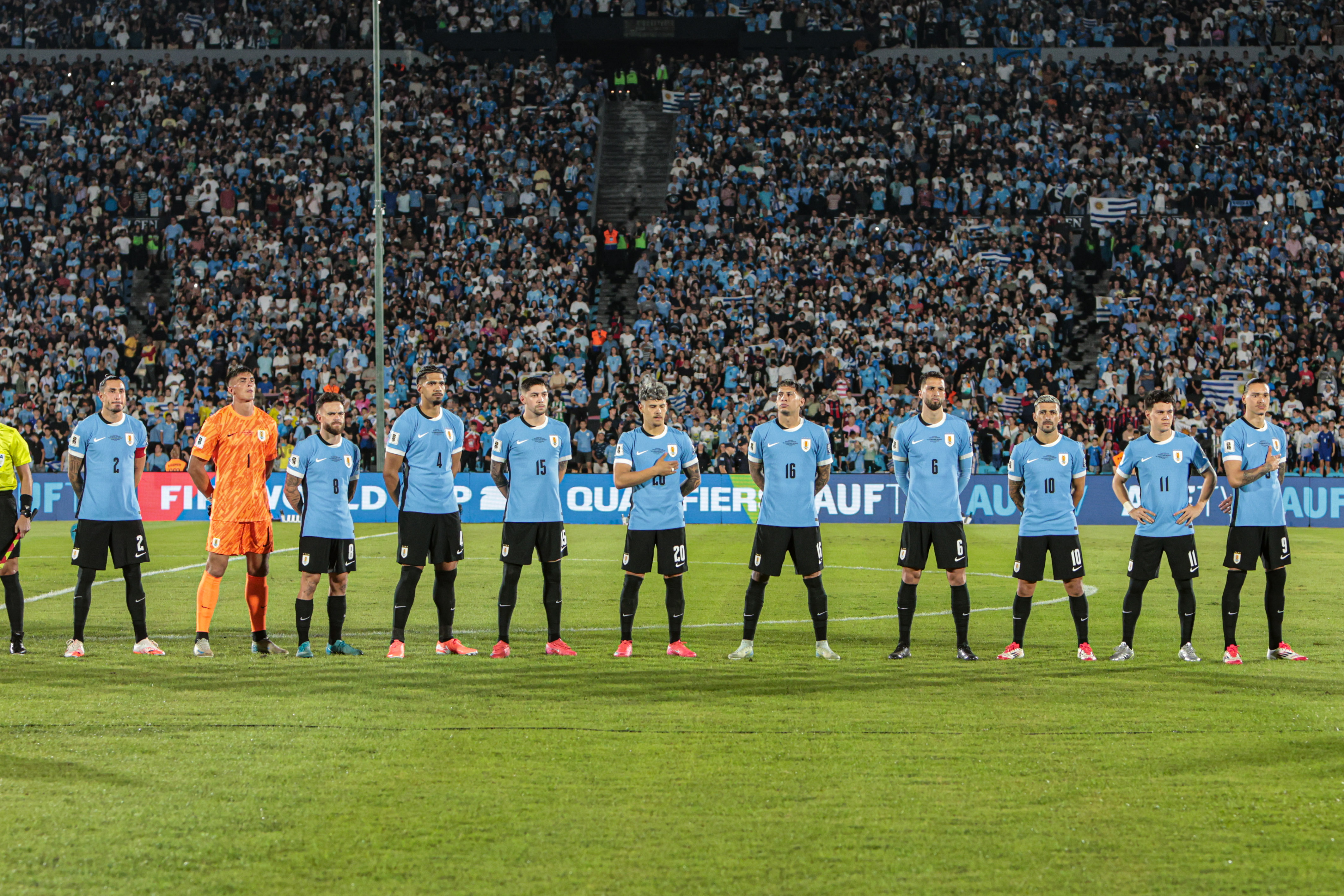 South American Rivals Face Off at Estadio Centenario for Matchday 13 Montevideo, Uruguay – March 21, 2025: Uruguay formation. Uruguay and Argentina face off at Est...