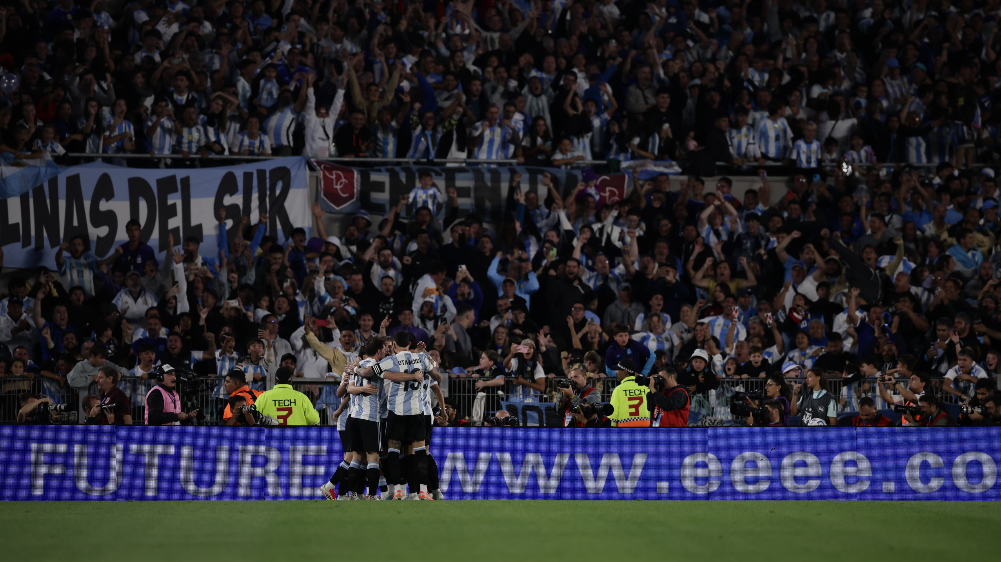 Buenos Aires, Argentina – March 25, 2025: The Argentine team celebrates the first goal scored b...