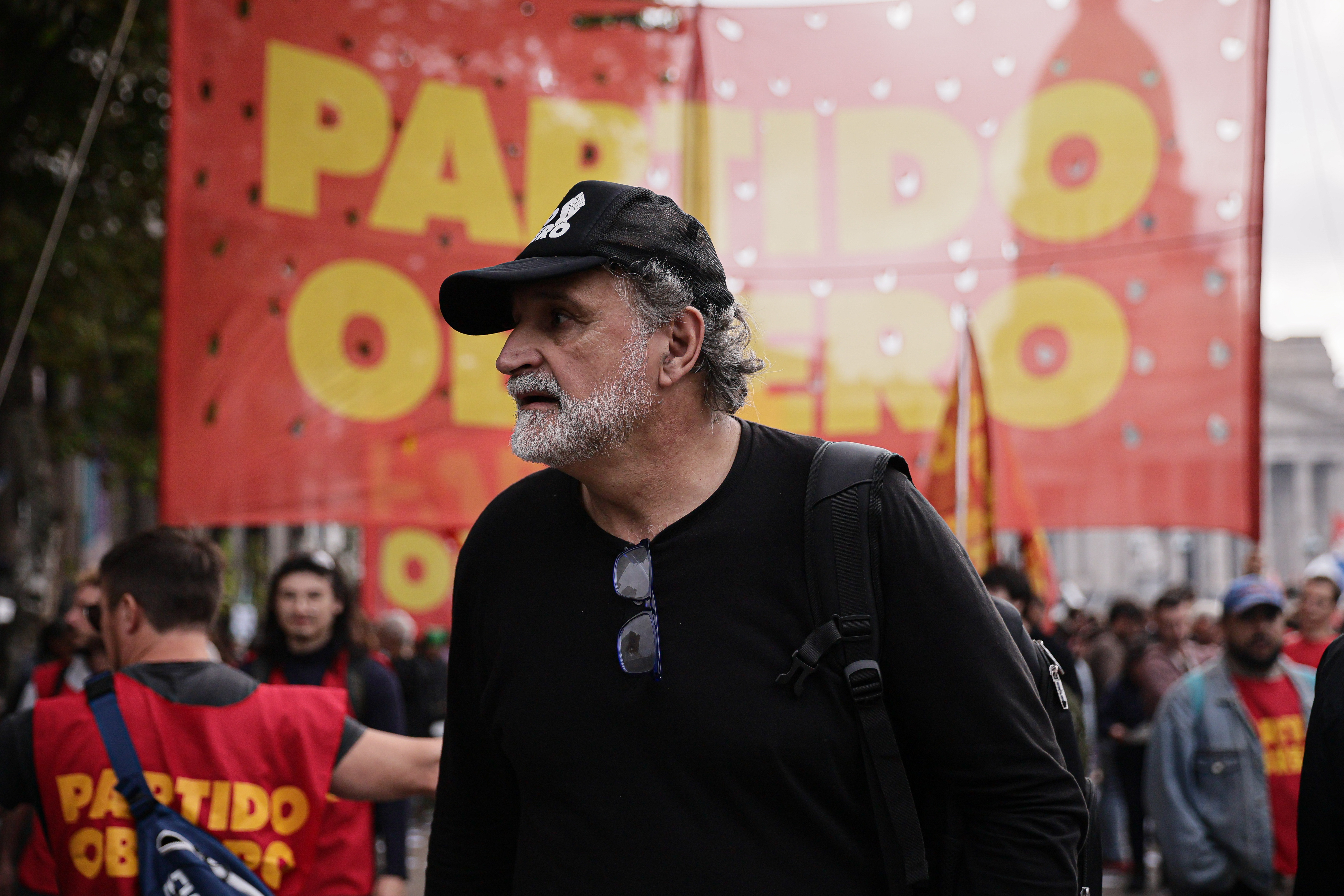 ESCL2622 BUENOS AIRES, ARGENTINA - APRIL 9, 2025: Eduardo Belliboni, leader of "Polo Obrero" Social Moveme...
