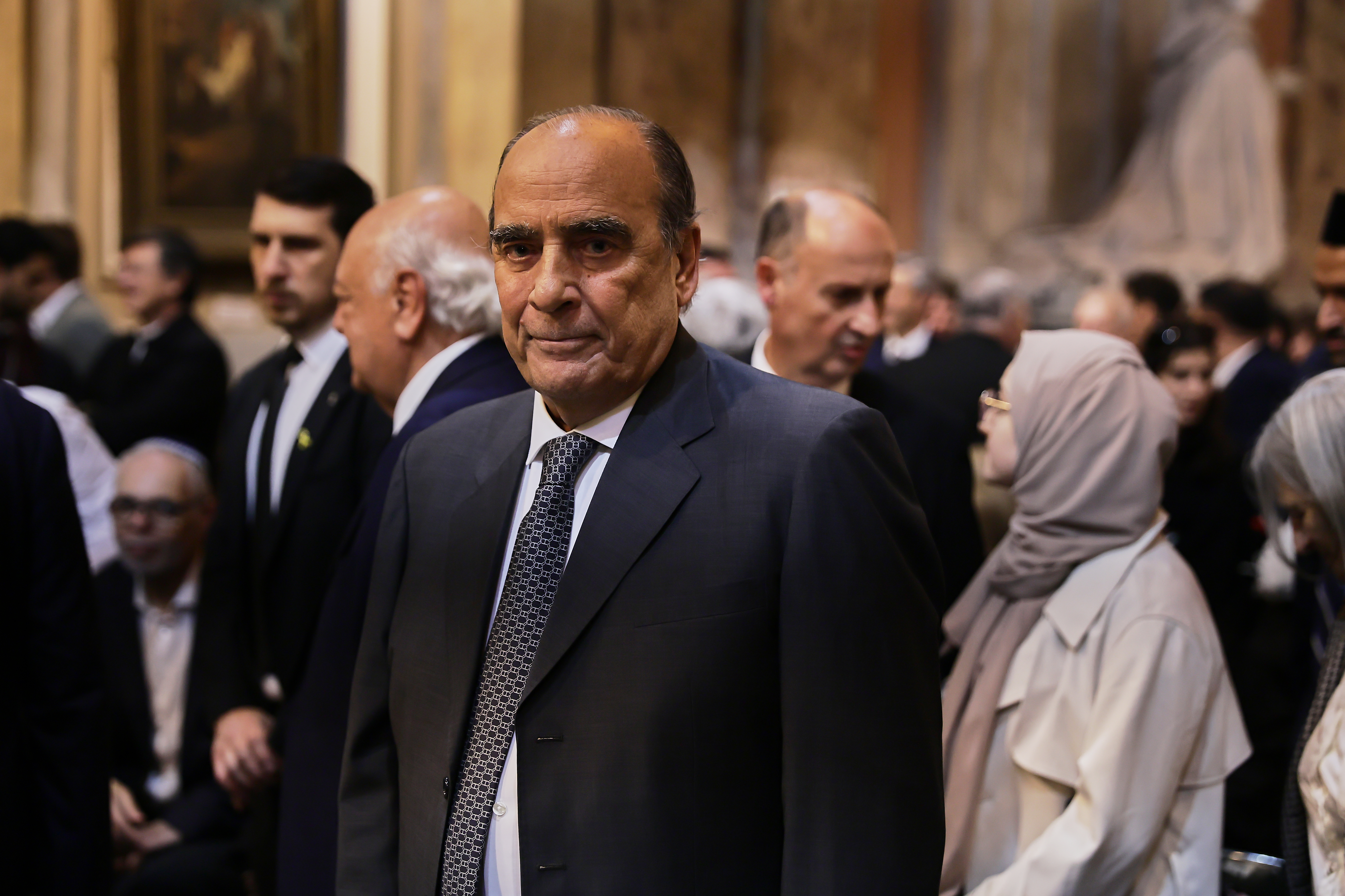Argentine government officials attended an interfaith ceremony in honor of Pope Francis following his passing Buenos Aires, Argentina - April 22, 2025: Argentine
Chief of Cabinet Guillermo Francos arrives to...