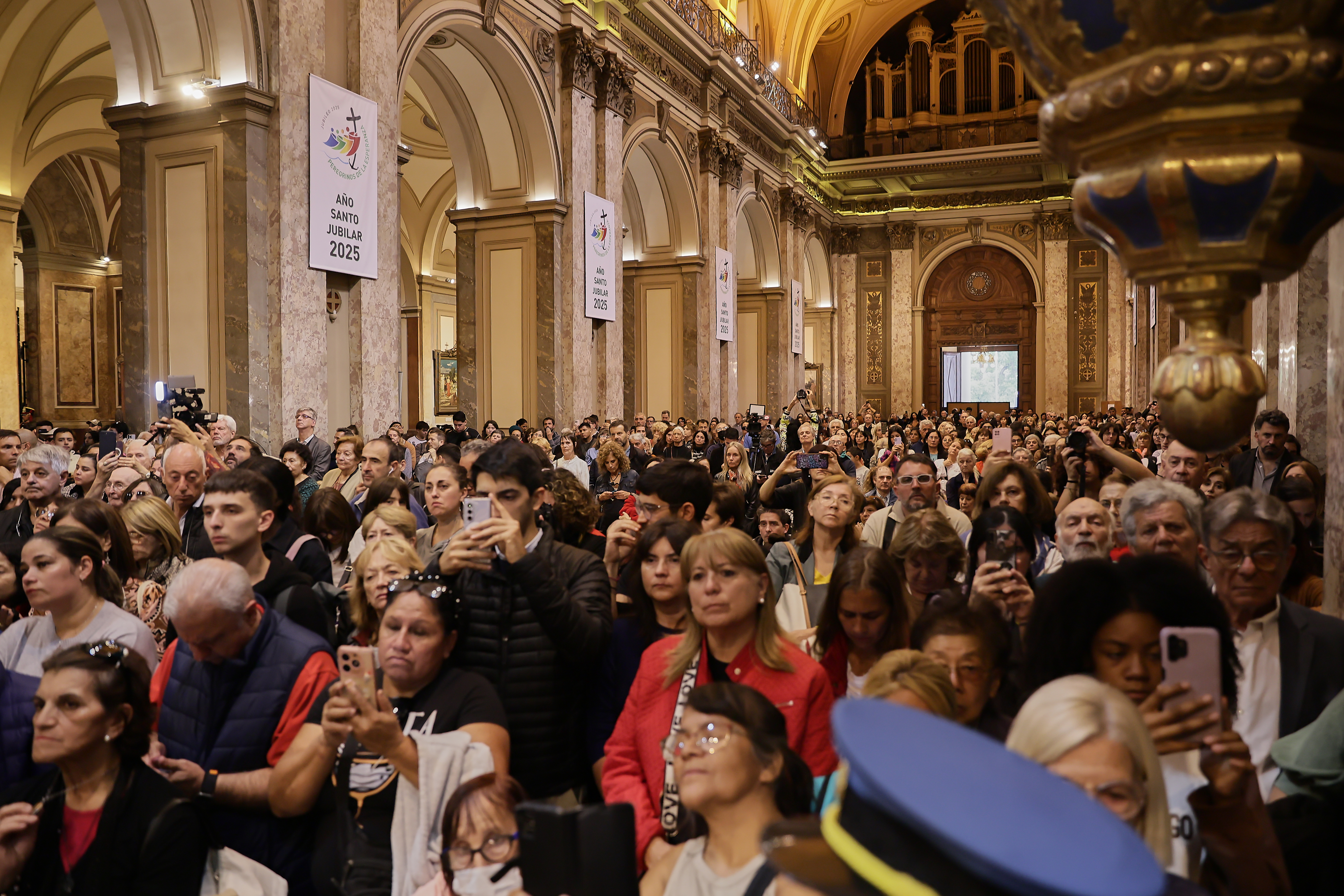 Argentine government officials attended an interfaith ceremony in honor of Pope Francis following his passing Buenos Aires, Argentina - April 22, 2025: Argentine government officials attended an interreligio...