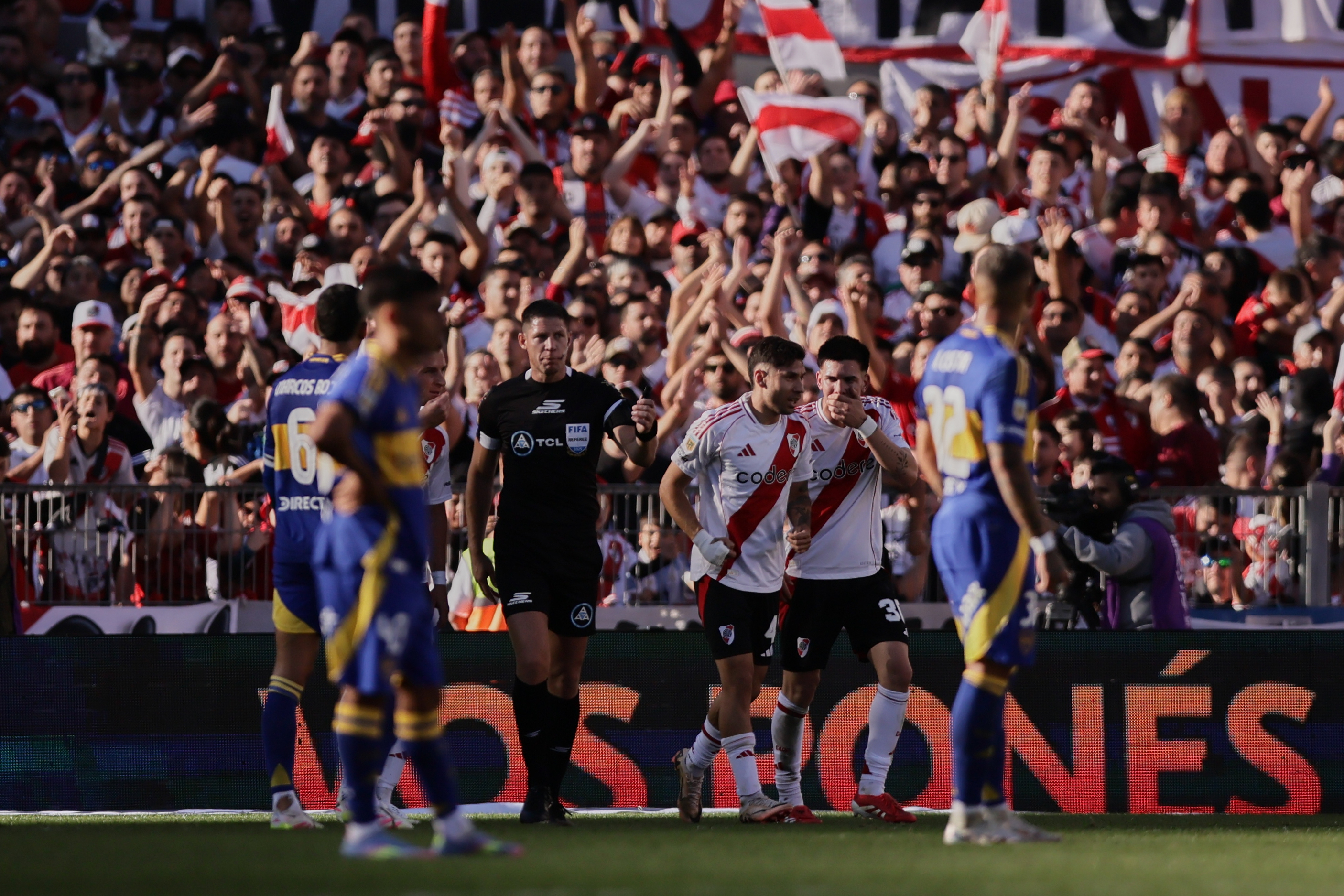 River Plate hosts Boca Juniors in a crucial match for the 2025 Apertura Tournament Buenos Aires, Argentina - April 27, 2025: River Plate and Boca Juniors face off at Estadio Monume...