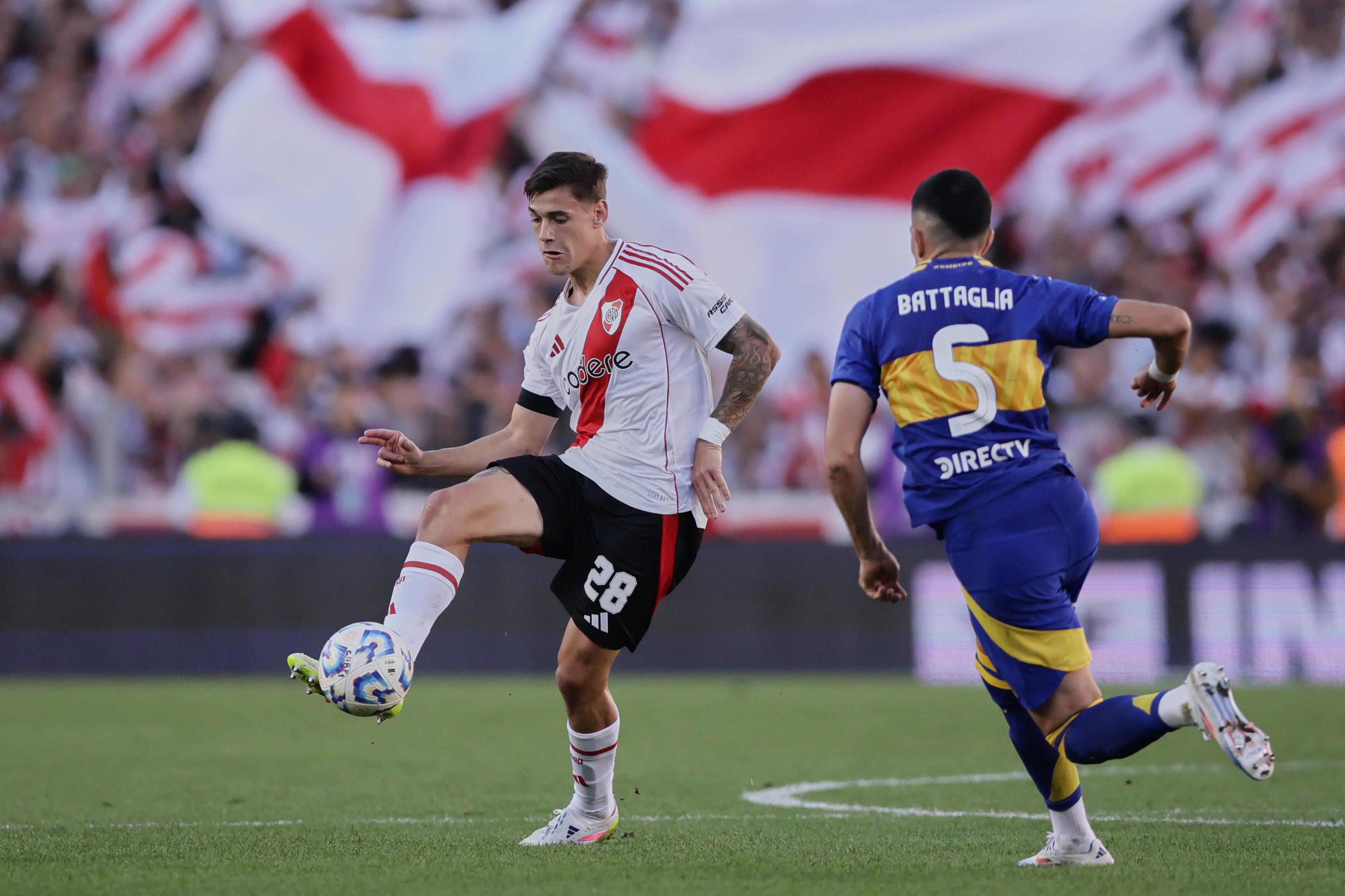 River Plate hosts Boca Juniors in a crucial match for the 2025 Apertura Tournament Buenos Aires, Argentina - April 27, 2025: River Plate and Boca Juniors face off at Estadio Monume...