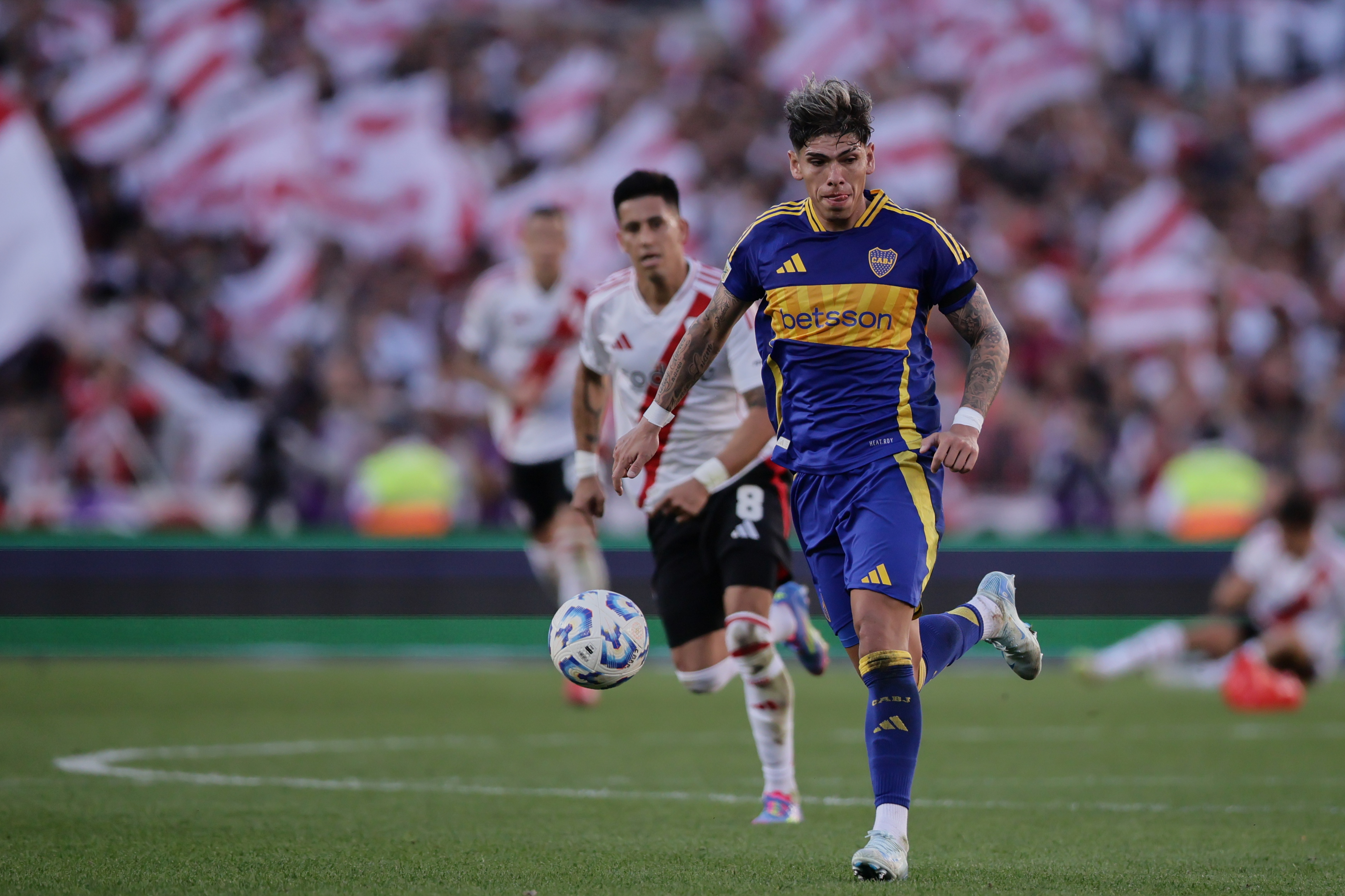 River Plate hosts Boca Juniors in a crucial match for the 2025 Apertura Tournament Buenos Aires, Argentina - April 27, 2025: River Plate and Boca Juniors face off at Estadio Monume...