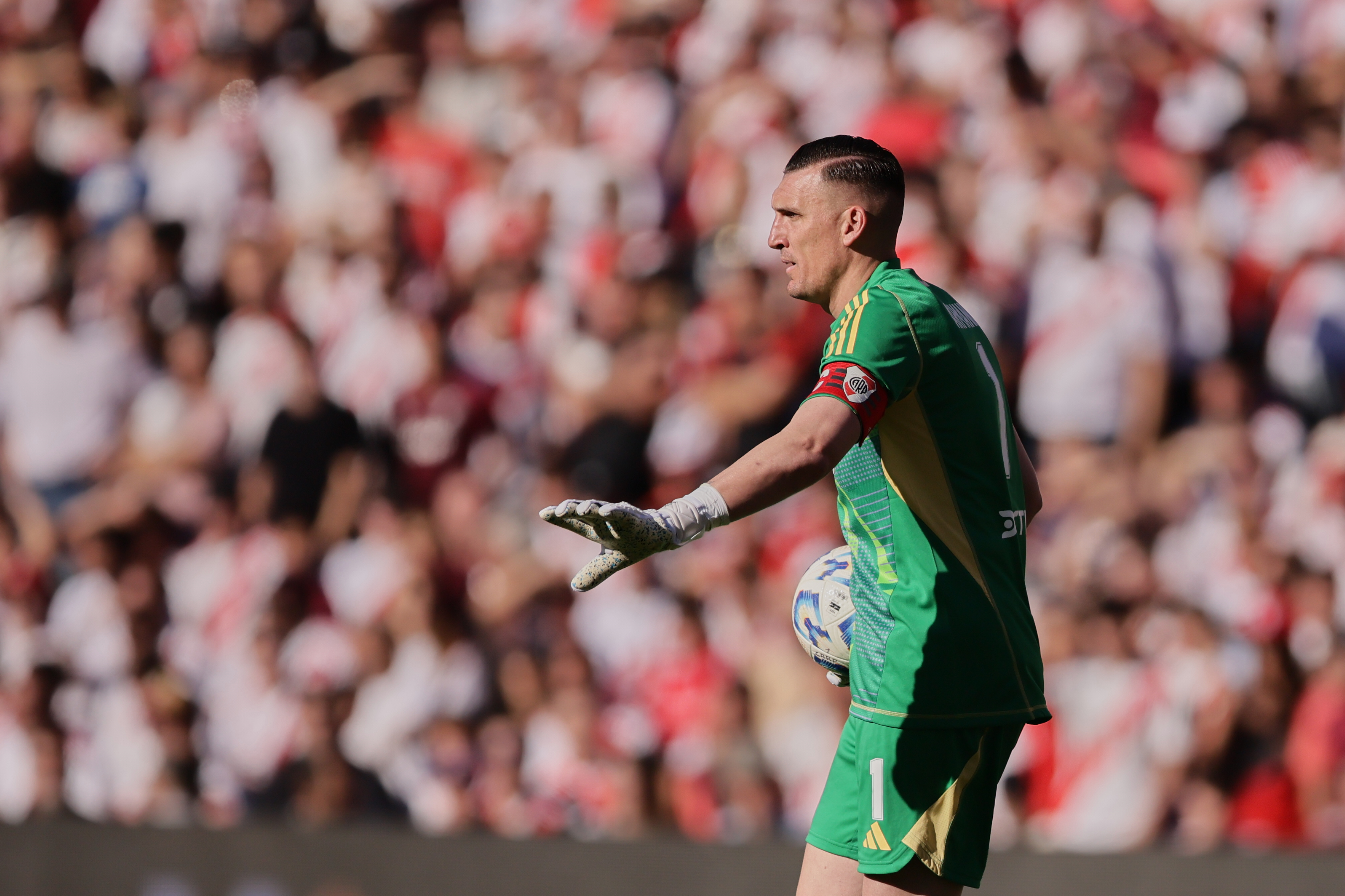 River Plate hosts Boca Juniors in a crucial match for the 2025 Apertura Tournament Buenos Aires, Argentina - April 27, 2025: Franco Armani from River Plate. River Plate and Boca J...