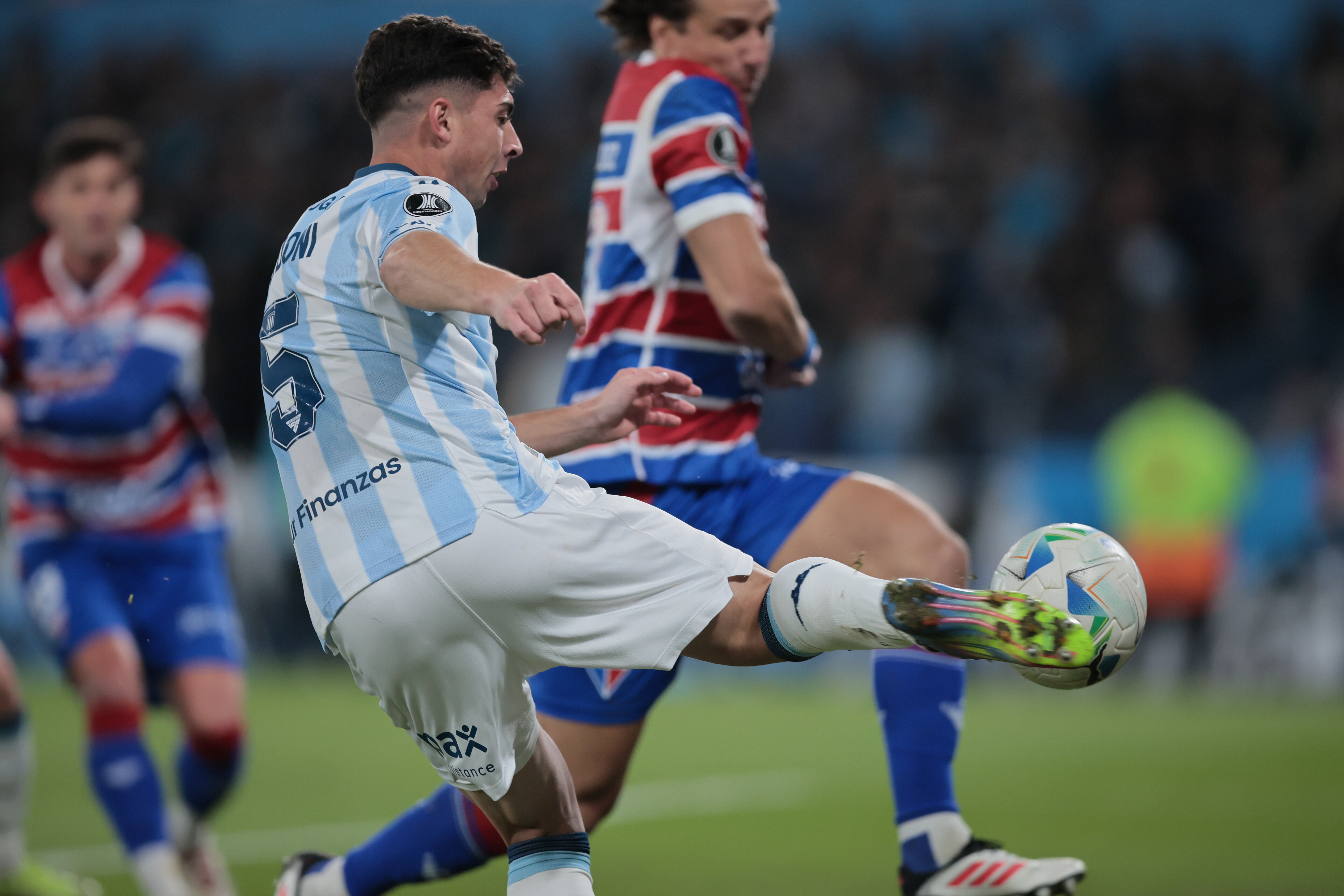Decisive Group E match between Racing and Fortaleza at El Cilindro stadium in Avellaneda Avellaneda, Argentina - May 29, 2025: Juan Nardoni control a ball. Players of Argentina’s Racin...