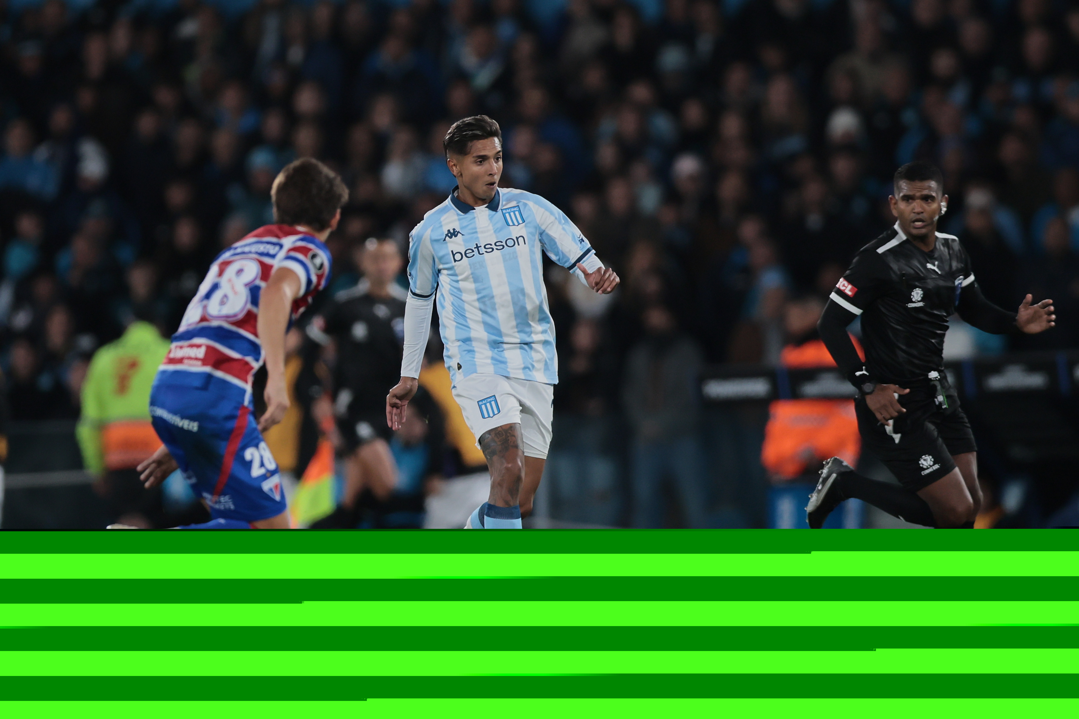 Decisive Group E match between Racing and Fortaleza at El Cilindro stadium in Avellaneda Avellaneda, Argentina - May 29, 2025: Almendra from Racing Club (R). Players of Argentina’s Rac...
