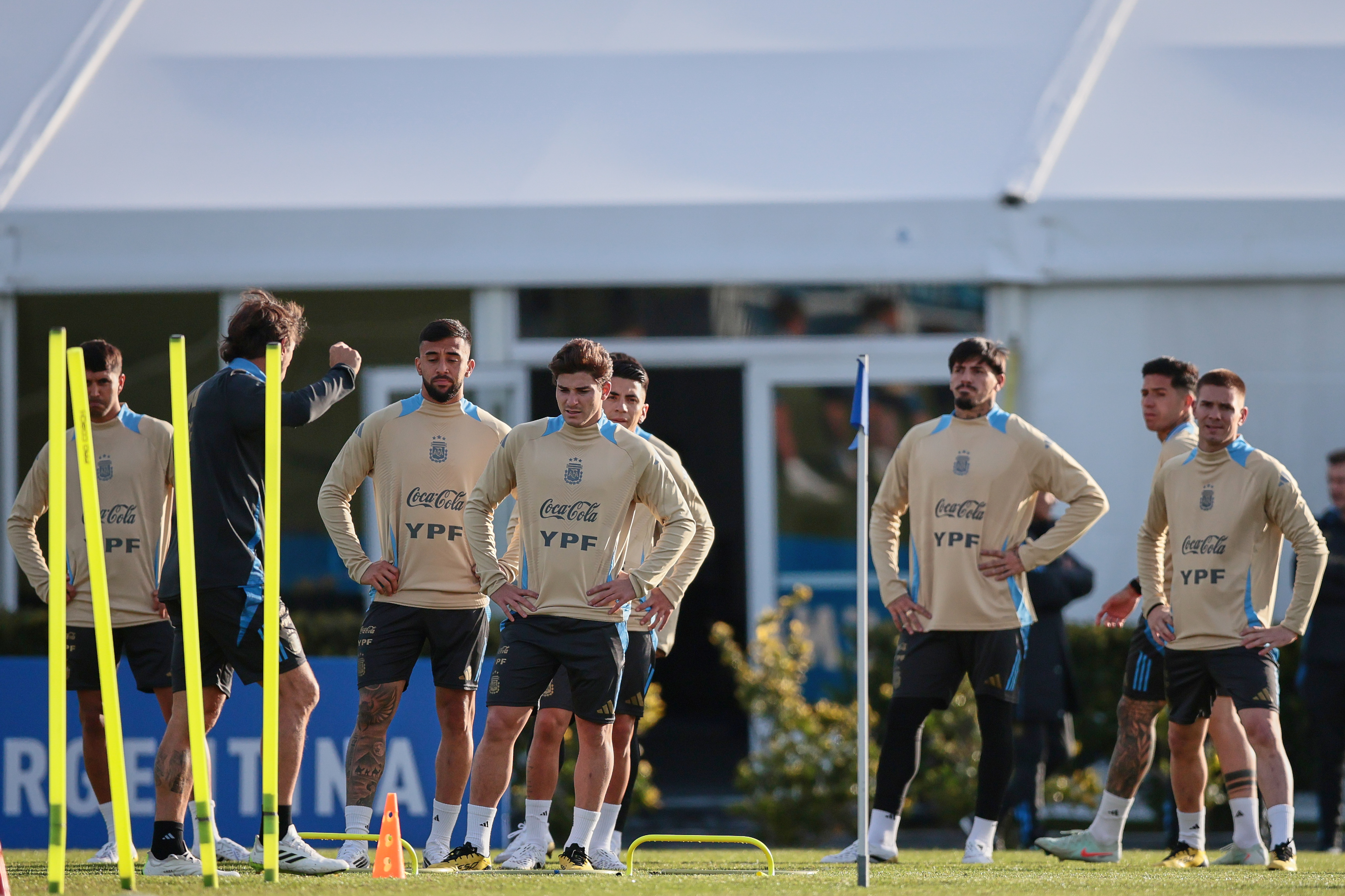Ezeiza, Argentina - June 3, 2025: Under the watchful eye of coach Lionel Scaloni, Argentina's nat...