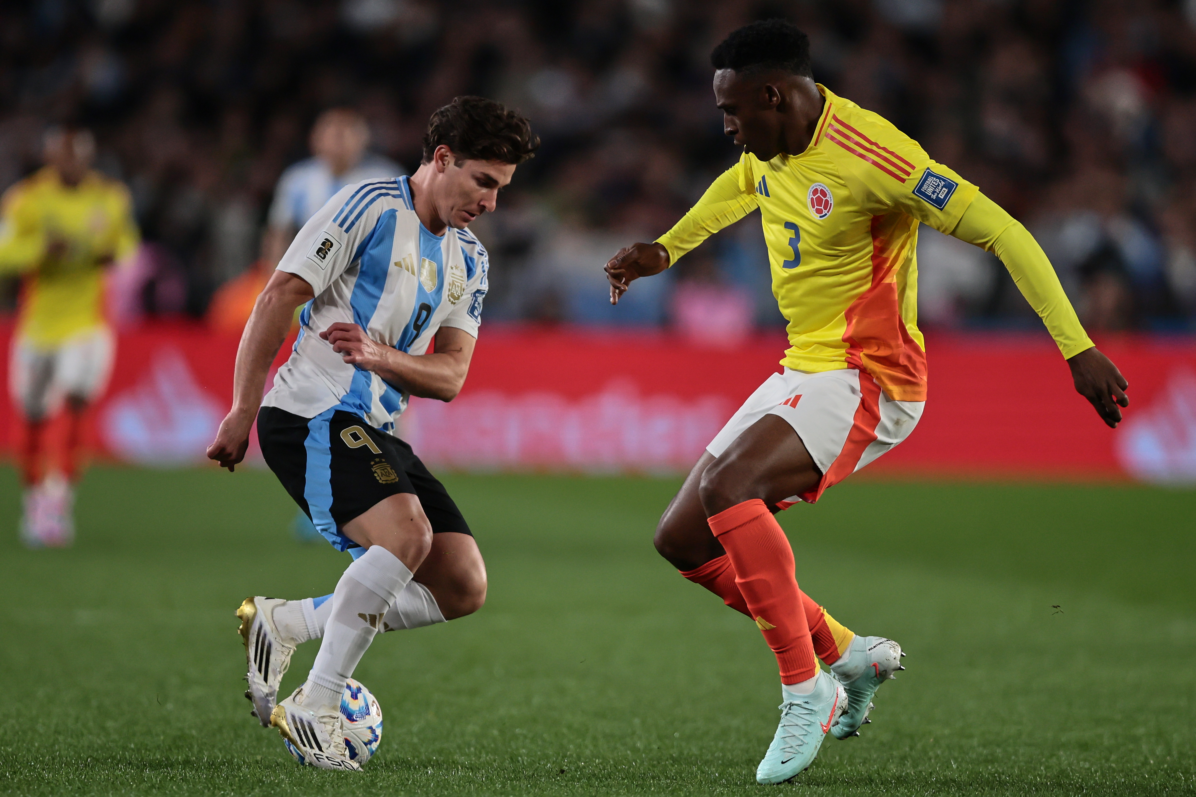 Julian Alvarez (L). Buenos Aires, Argentina – June 10, 2025: Argentina’s national team drew 1-1 against Colombia ...