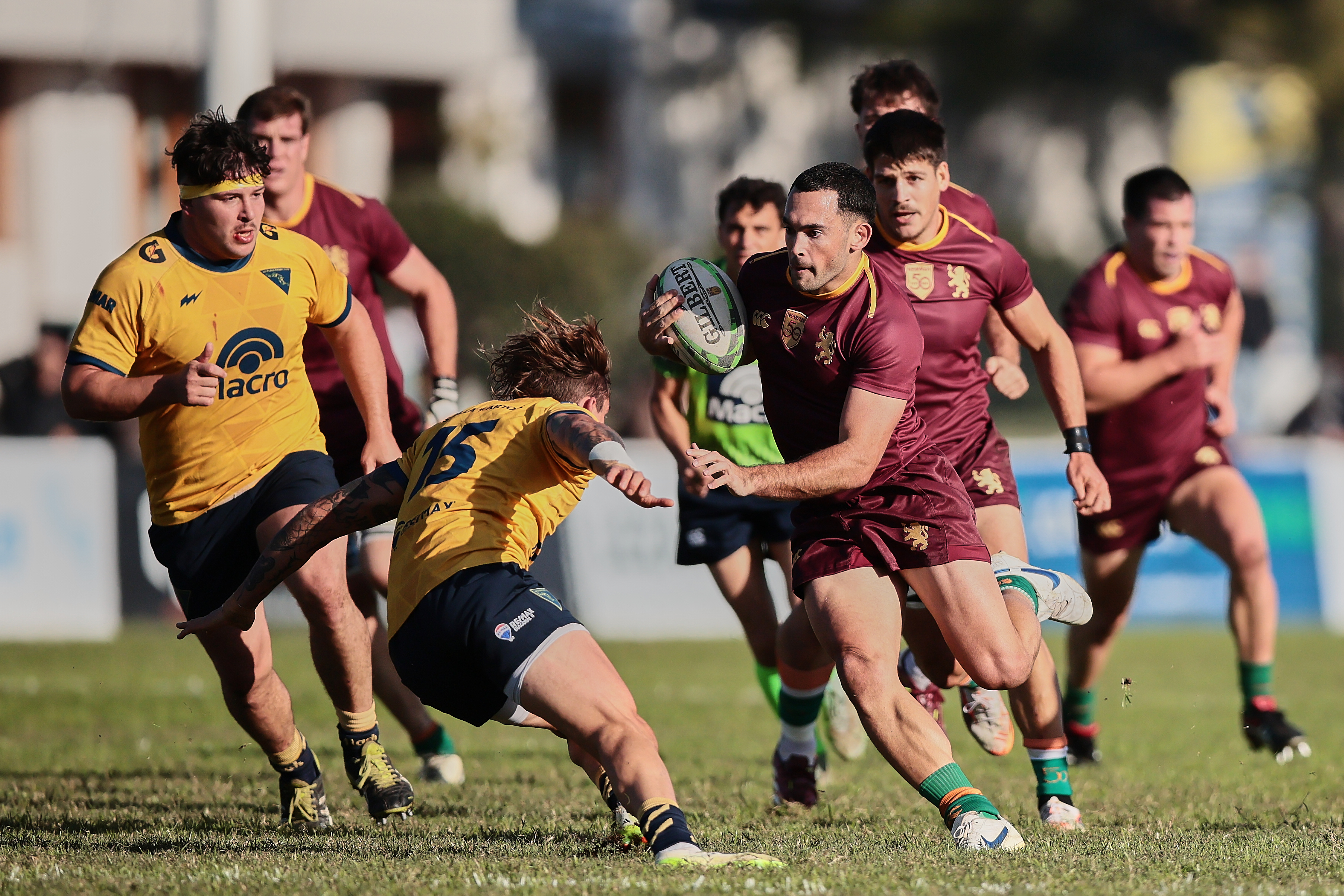 Newman derrota 21-17 a La Plata Rugby Club como visitante por la fecha del Top 12 La Plata, Argentina - 31 mayo, 2025: Jugadores del Club Newman celebran tras vencer 21-17 al equi...