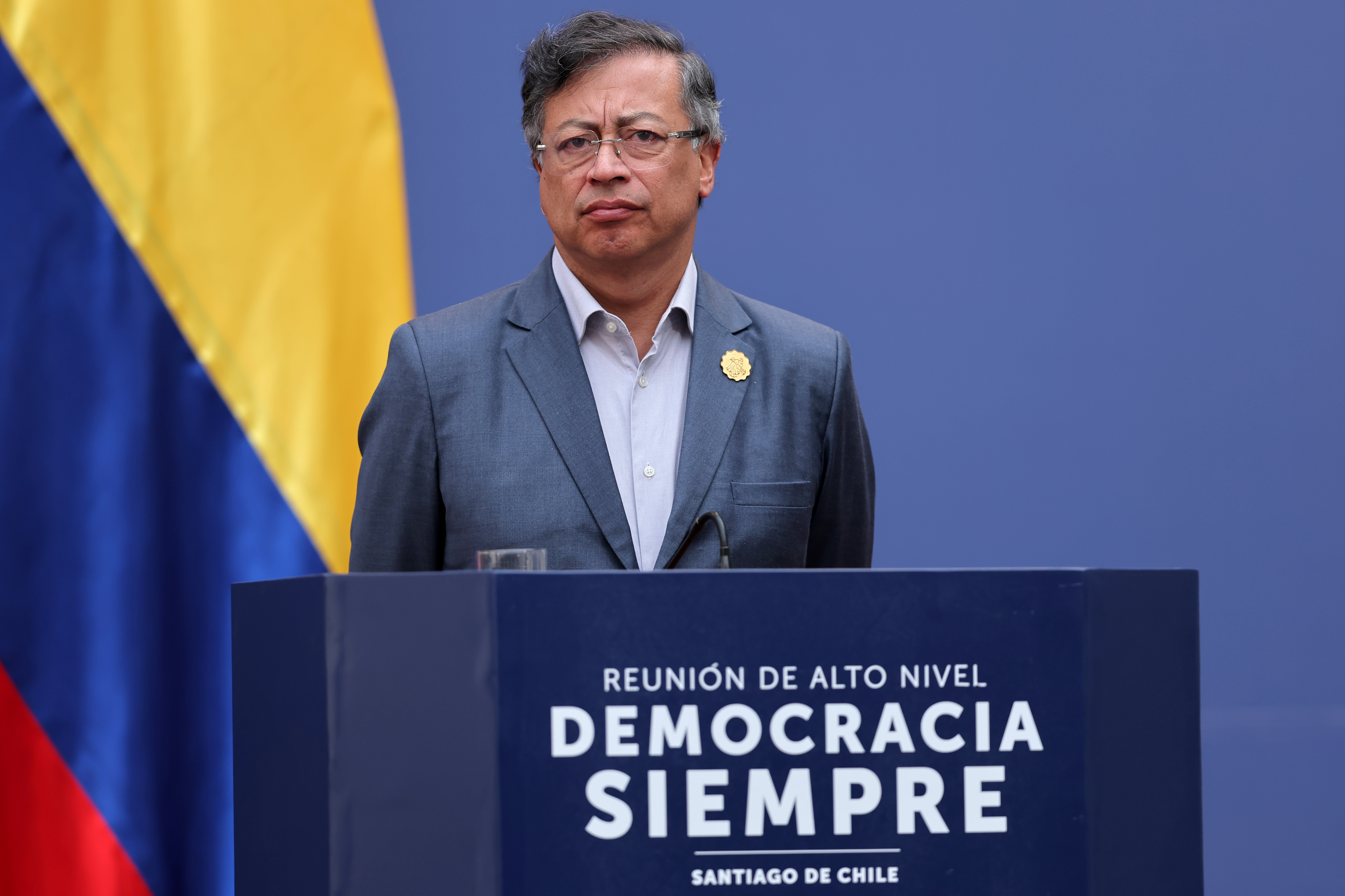 Latin American and European leaders meet for ‘Democracy Always’ high-level event Santiago, Chile – July 21, 2025: Participating presidents provide a joint statement to the medi...