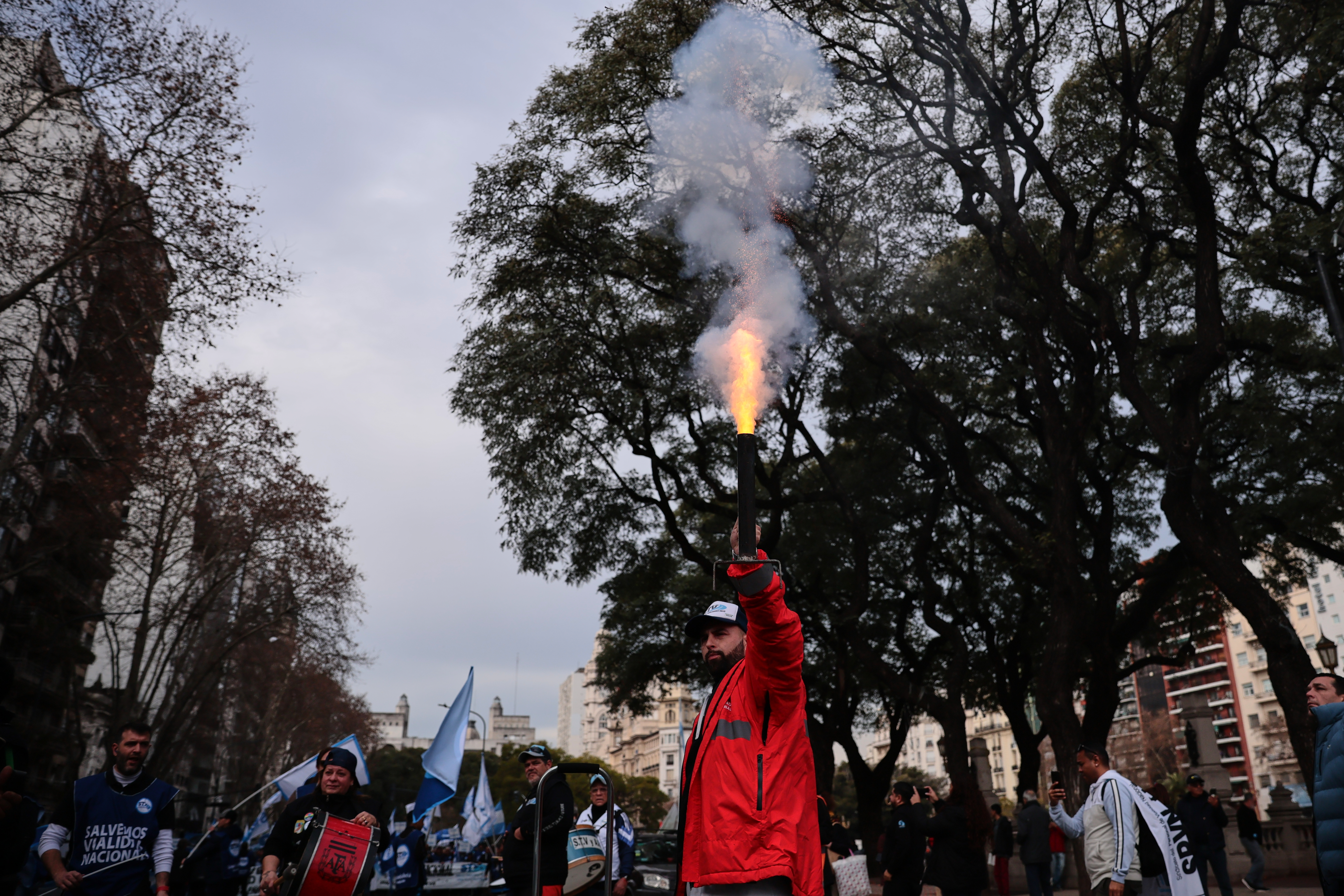 DSC_2306 Buenos Aires, Argentina – August 6, 2025: Argentine security forces used tear gas and water can...