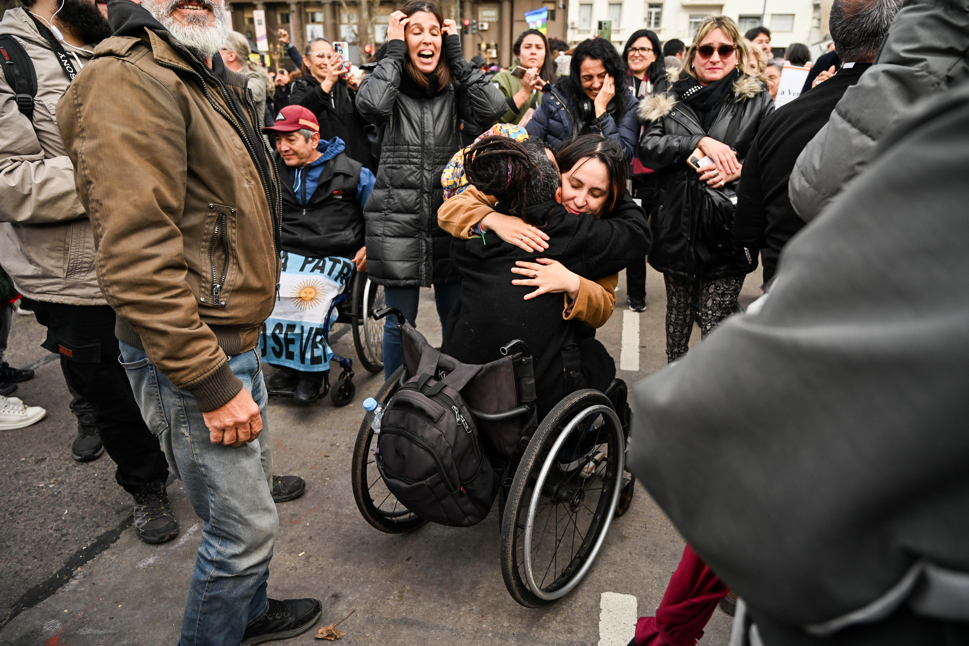 Buenos Aires, Argentina – August 21, 2025: Activists, persons with disabilities, and civil orga...
