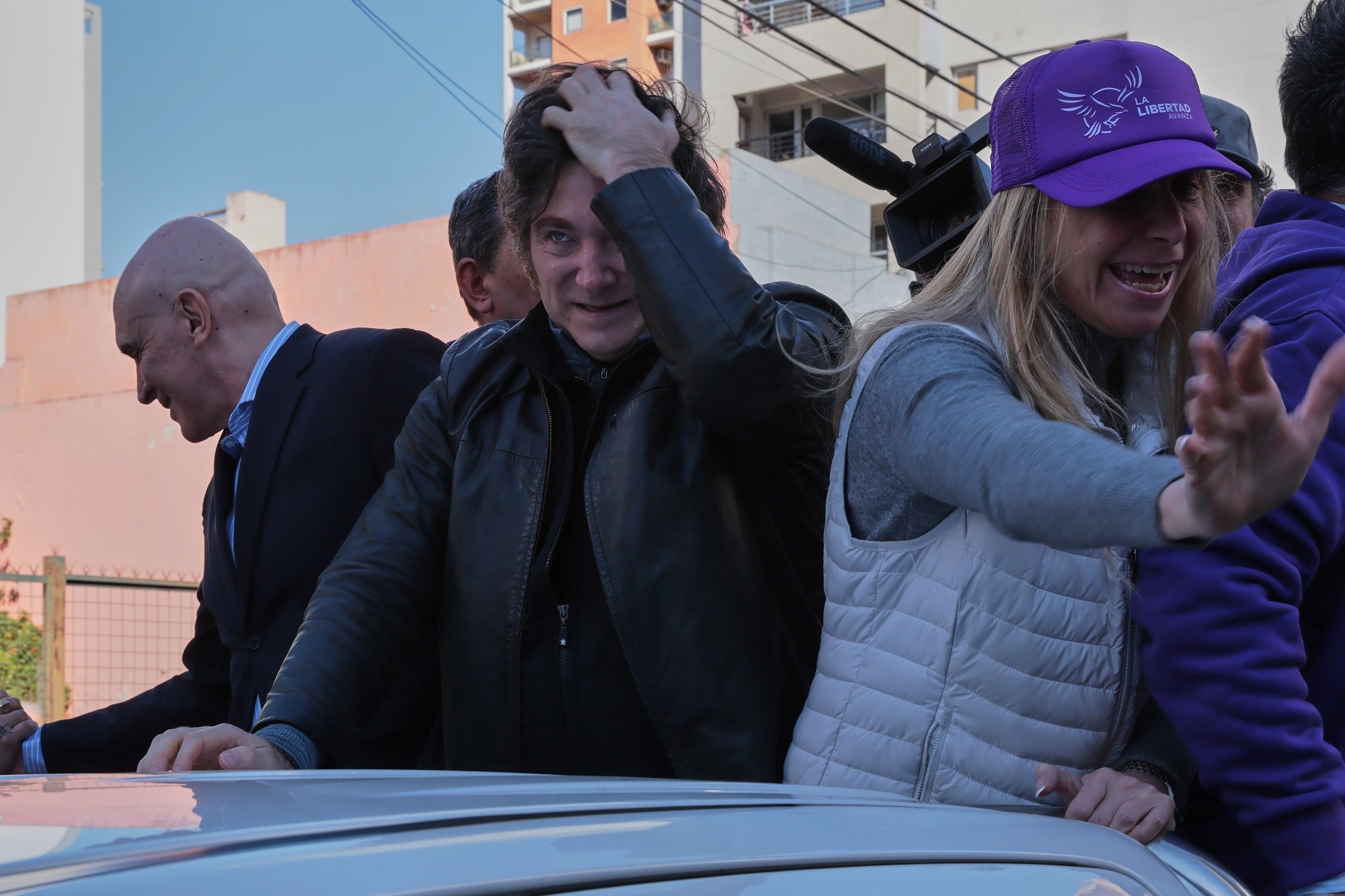 Lomas de Zamora, Argentina – August 27, 2025: Protesters attack Argentine President Javier Mile...