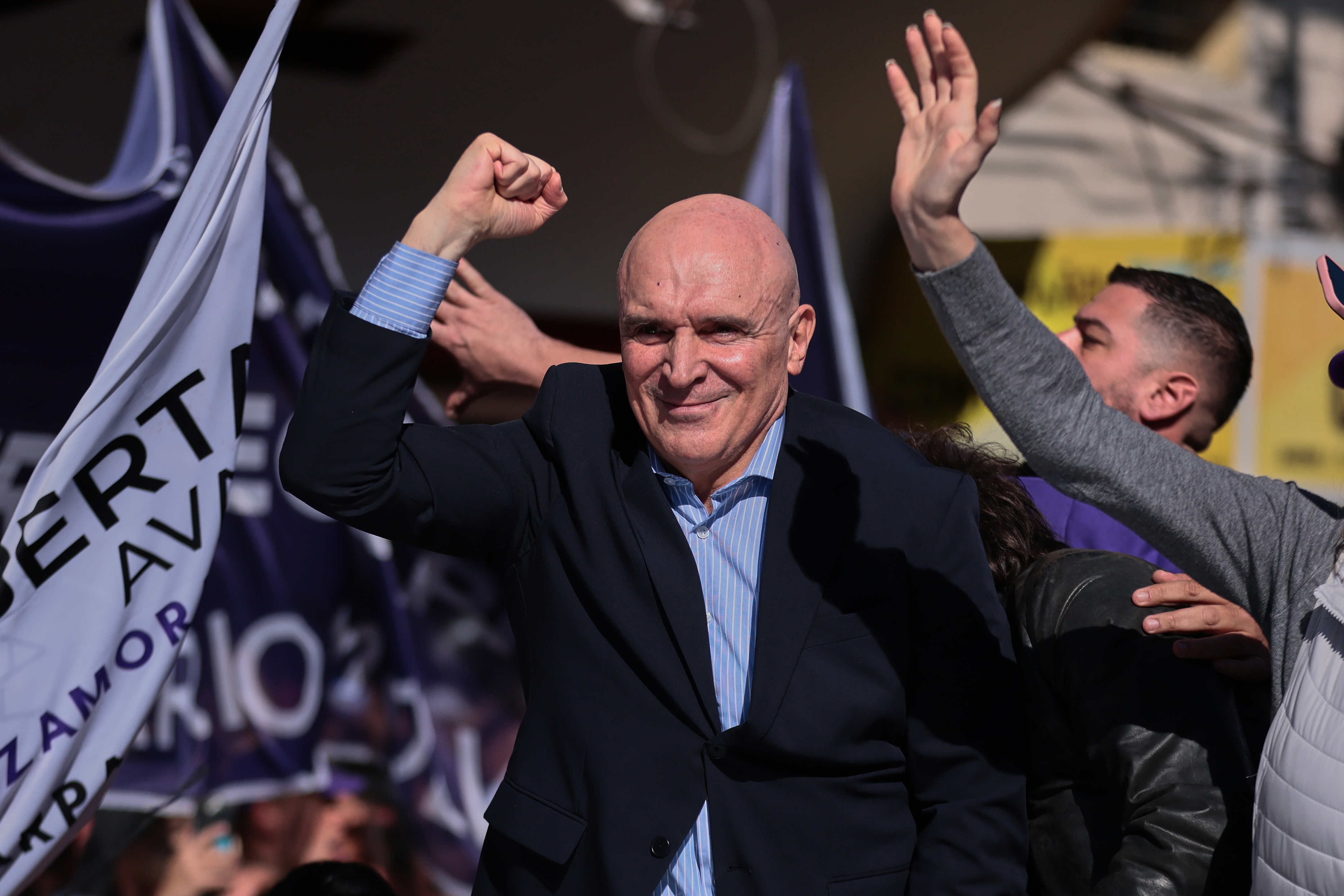 Lomas de Zamora, Argentina – August 27, 2025: Protesters attack Argentine President Javier Mile...