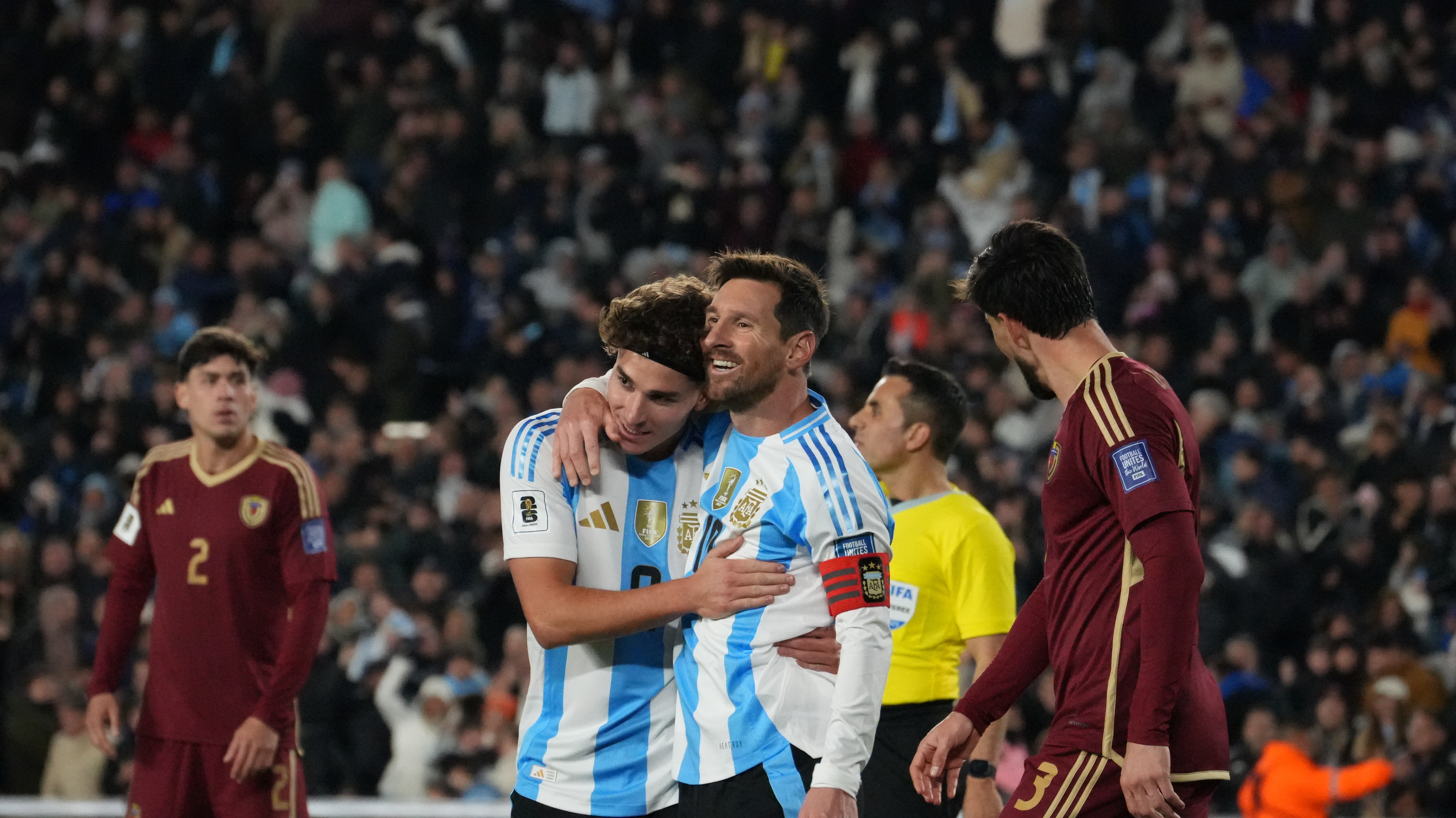 Messi (arg) celebrates the first goal for Argentina In a match that is undoubtedly special as it ...