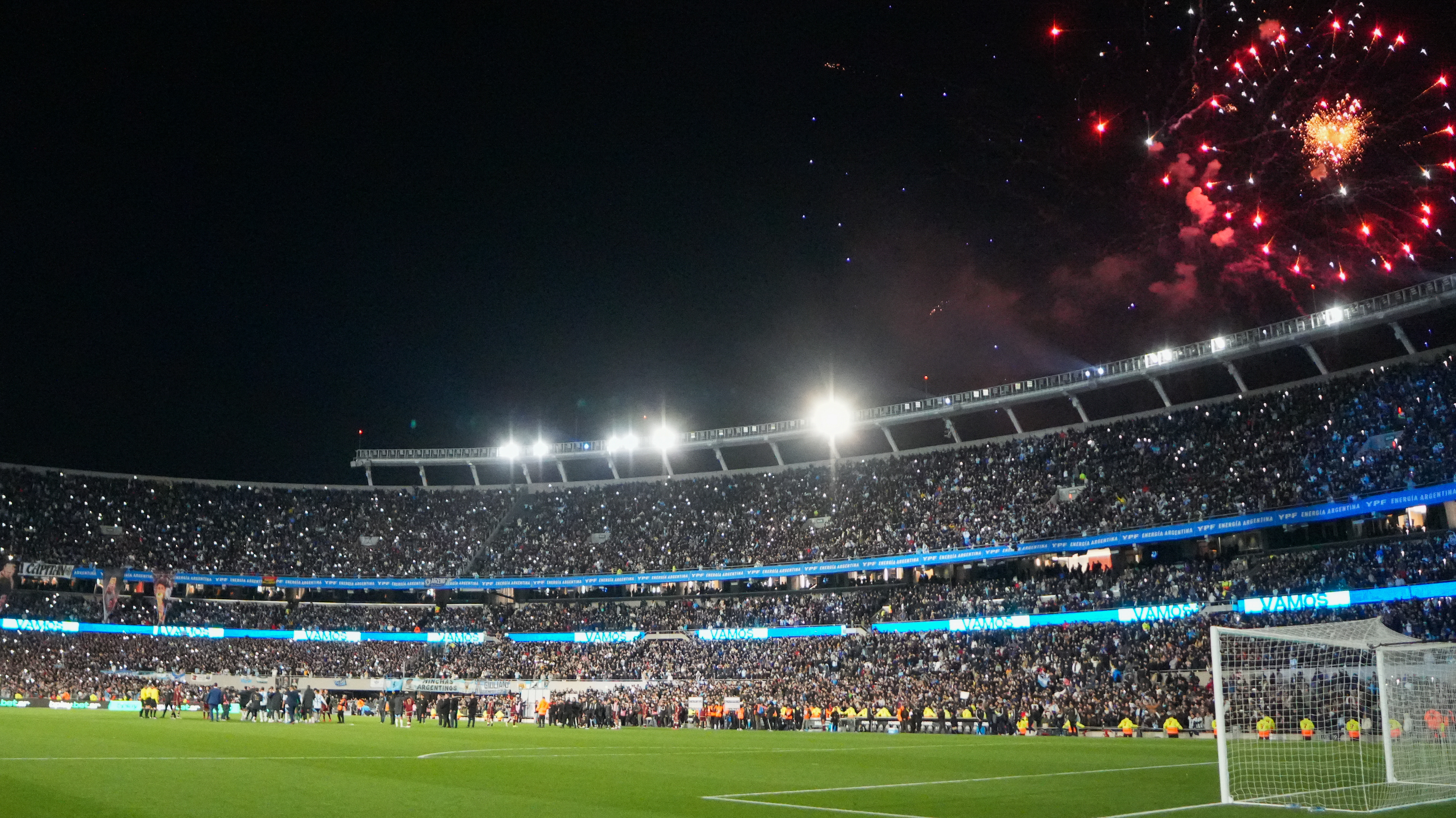 The Argentine stands celebrate Argentina's 3-0 victory In a match that is undoubtedly special as ...