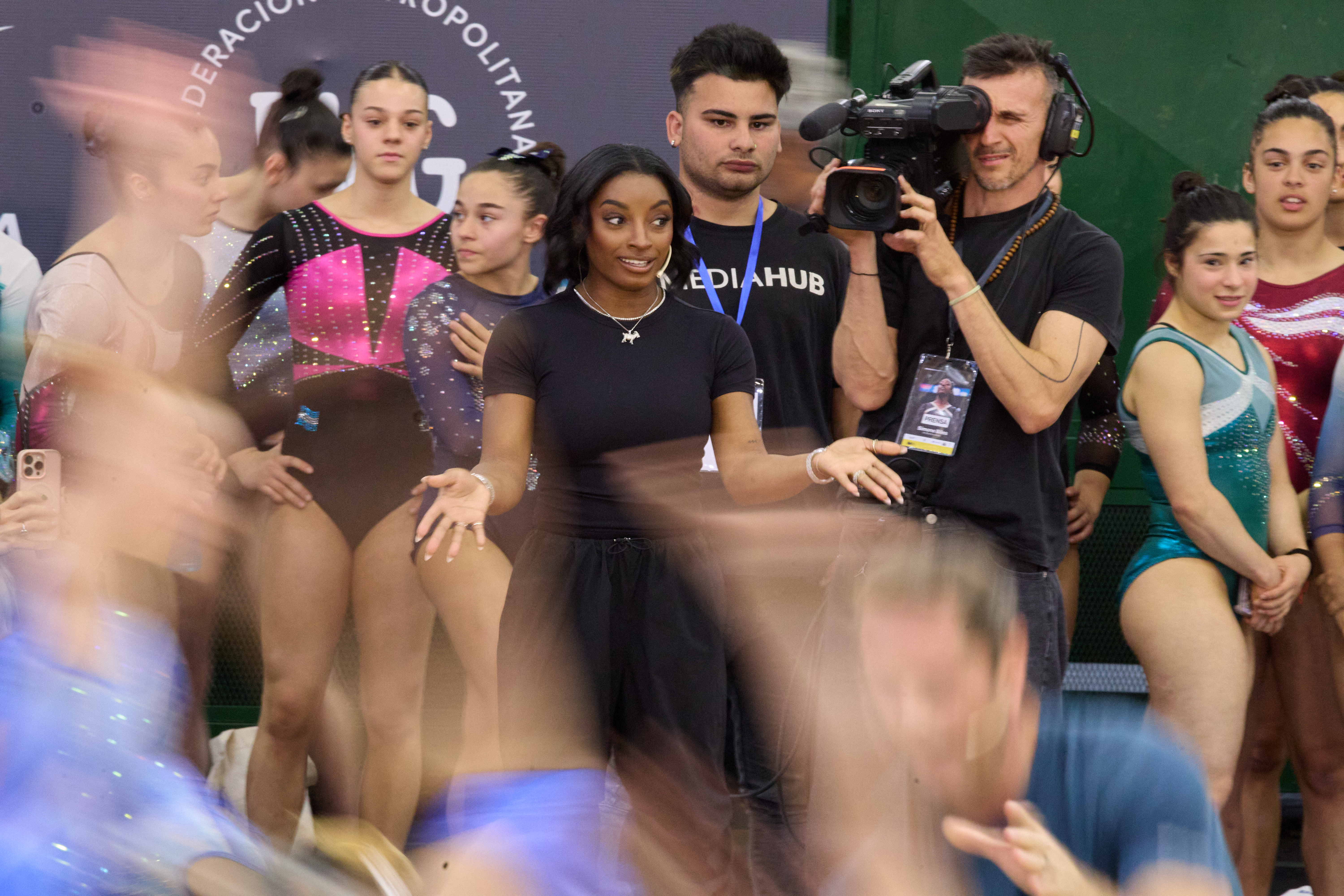 Buenos Aires, Argentina – October 9, 2025: U.S. gymnast Simone Biles concluded her visit to Bue...