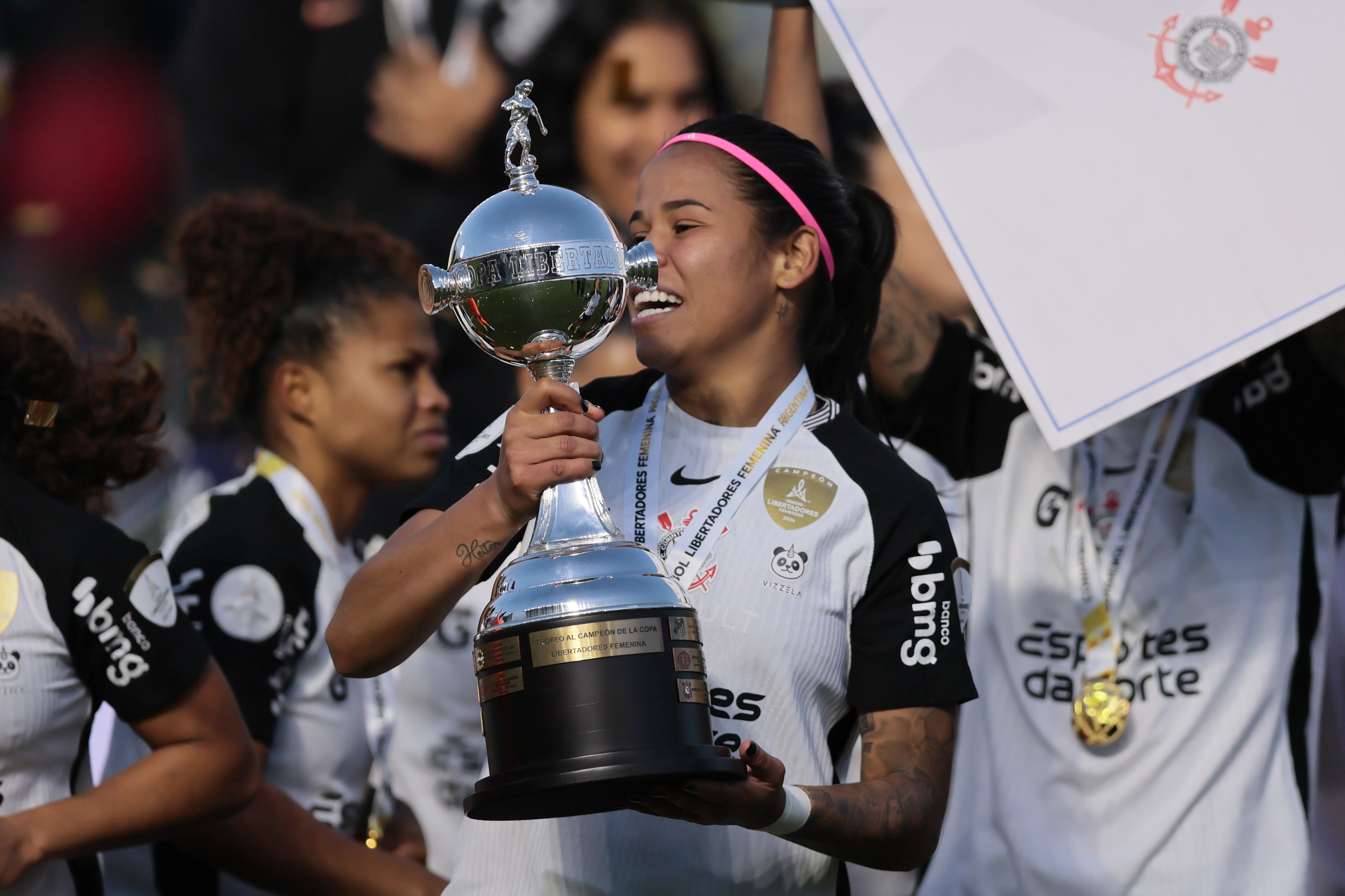 Buenos Aires, Argentina – October 18, 2025: Corinthians celebrates its triumph in the Women's L...