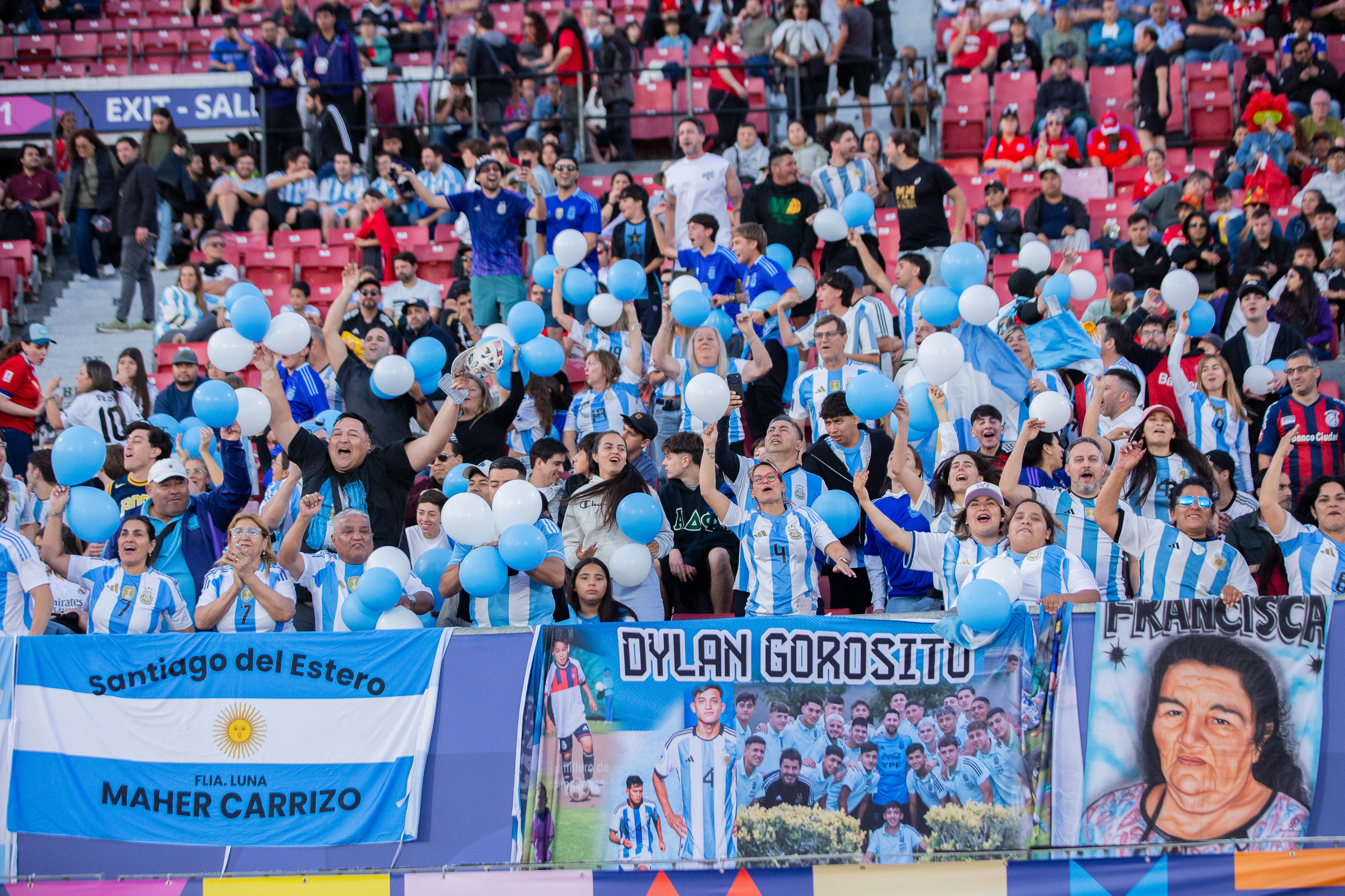 Santiago de Chile, Chile – October 19, 2025: Argentine crowd. The Argentina U-20 and Morocco U-...