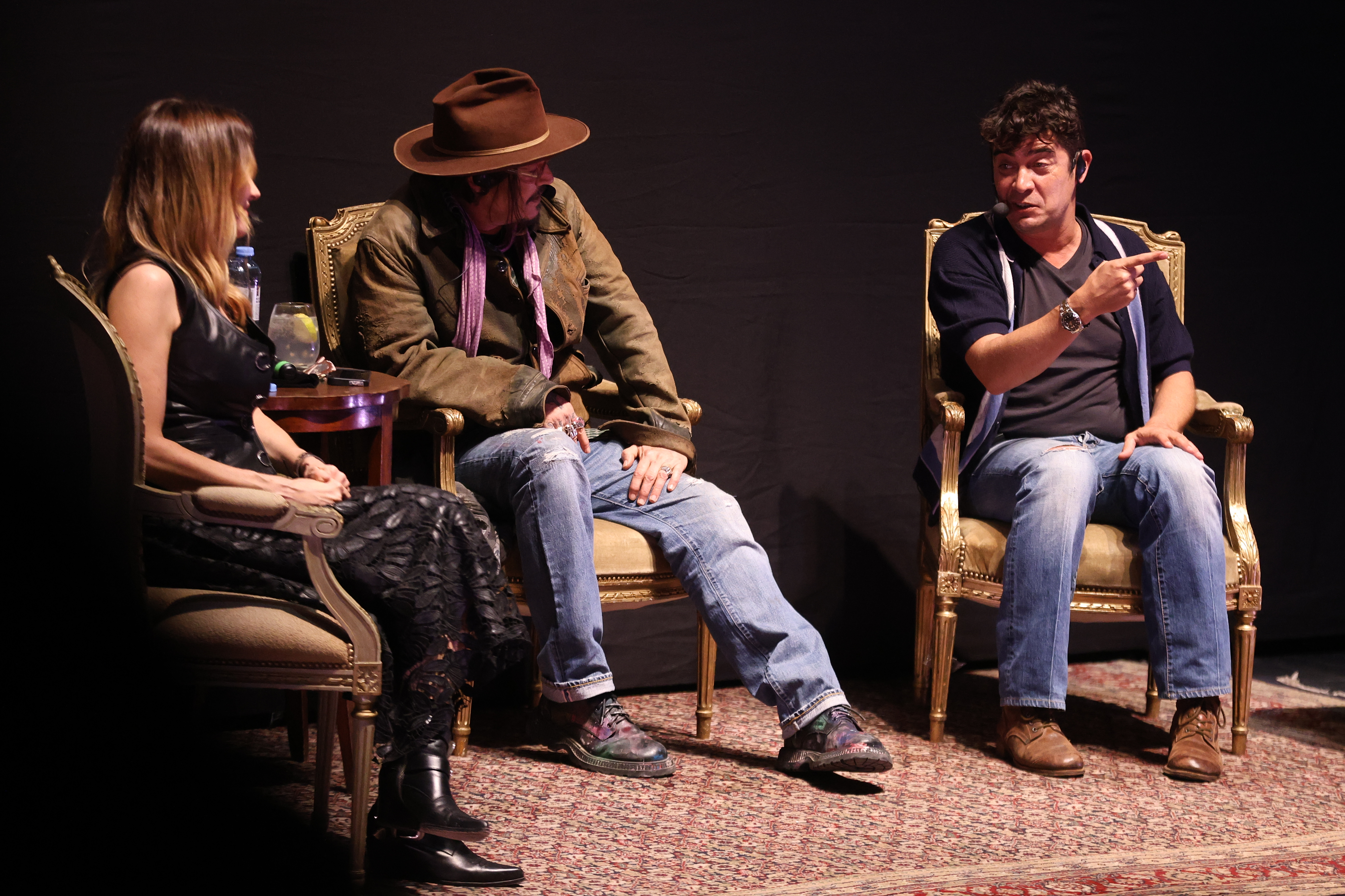 La Plata, Argentina – November 12, 2025: U.S. actor and director Johnny Depp (c) alongside its ...