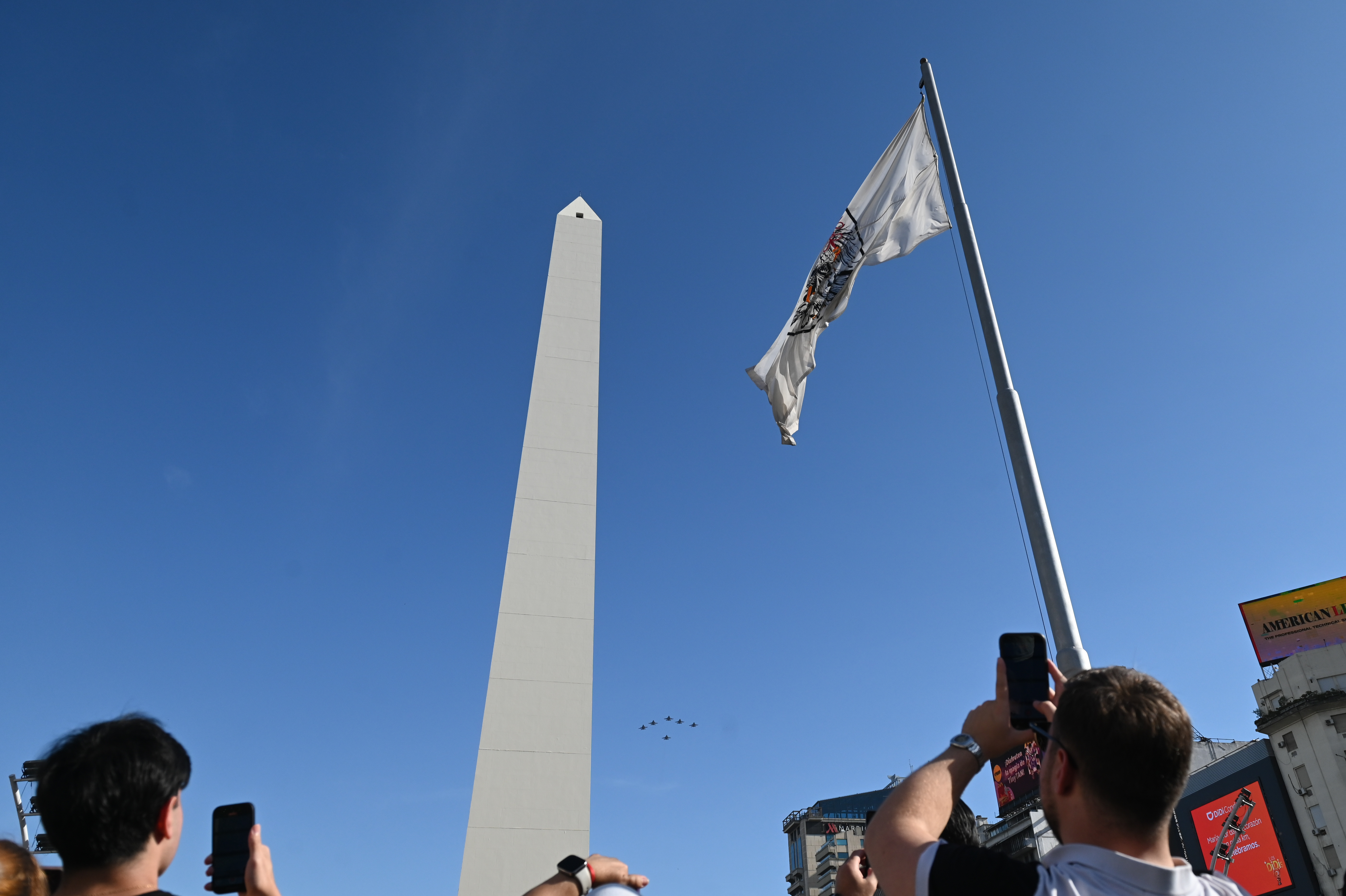 Buenos Aires, Argentina – December 6, 2025: Six Argentine Air Force F-16 fighter jets performed...