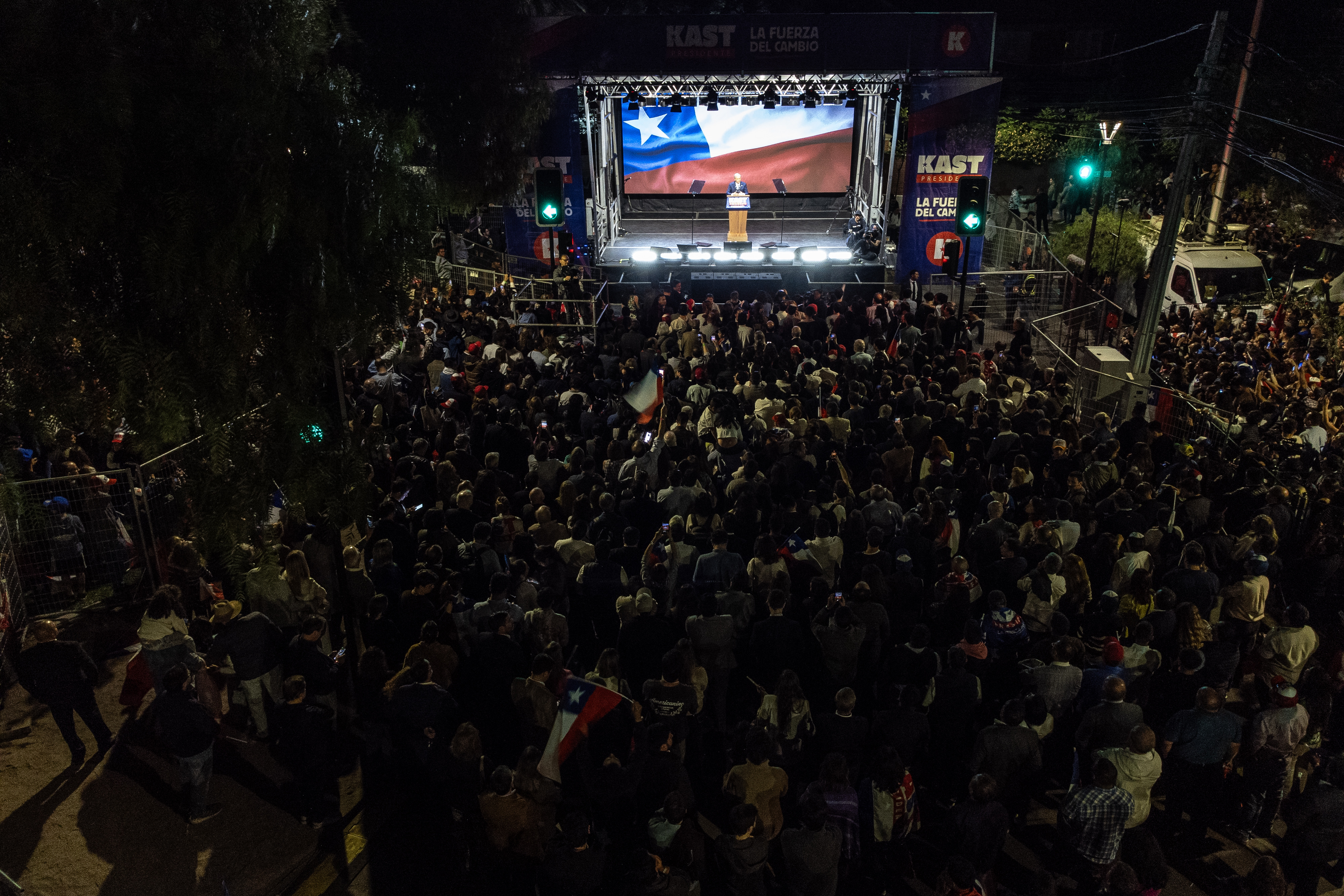 Jose Antonio Kast realiza su discurso luego de las elecciones presidenciales 2025 Santiago, 14 de diciembre 2025.
Vista aerea de la celebracion del Presidente Electo Jose Antonio...