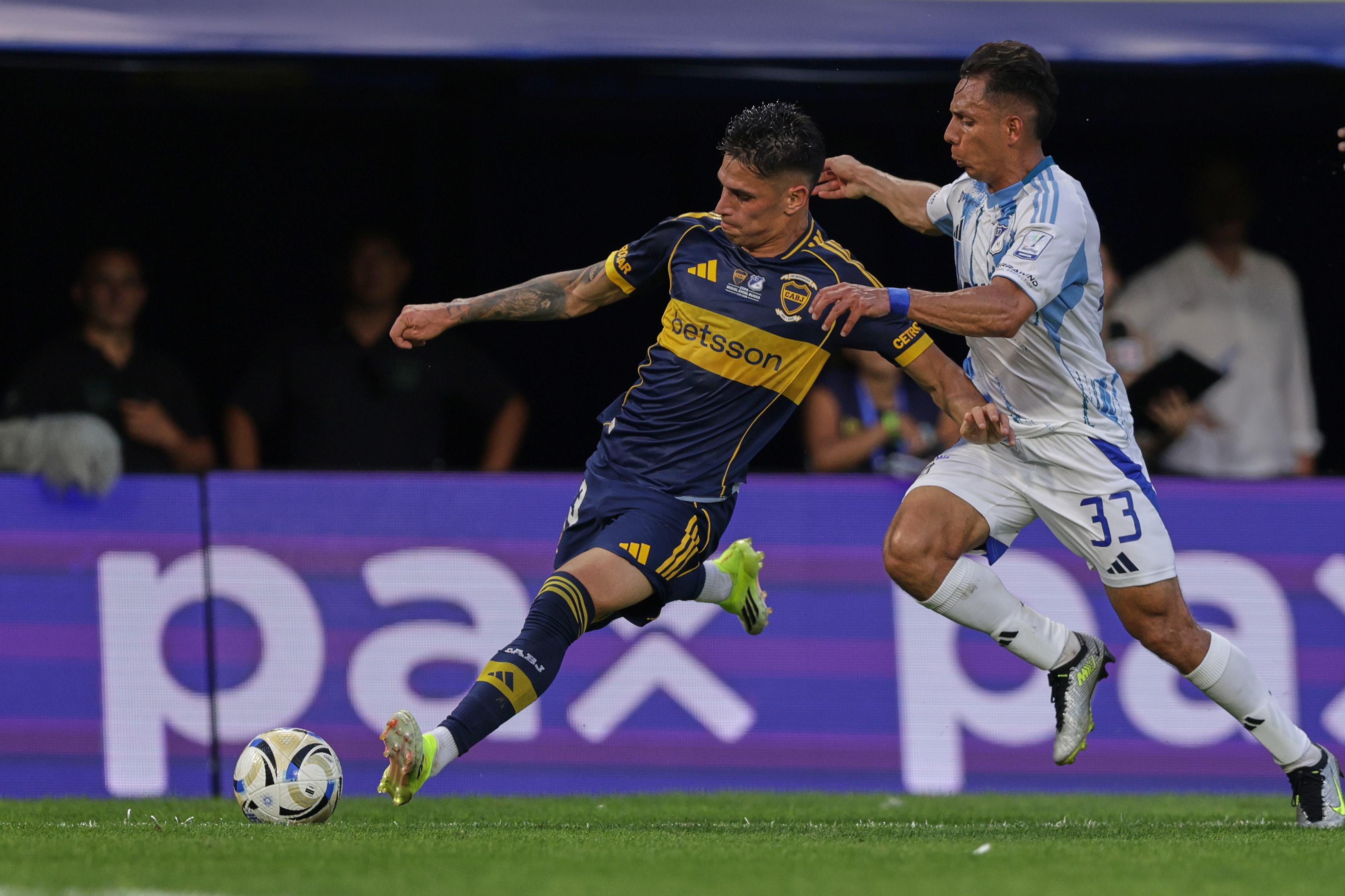 Buenos Aires, Argentina – January 14, 2026: Brian Aguirre from Boca Juniors controls a ball in ...