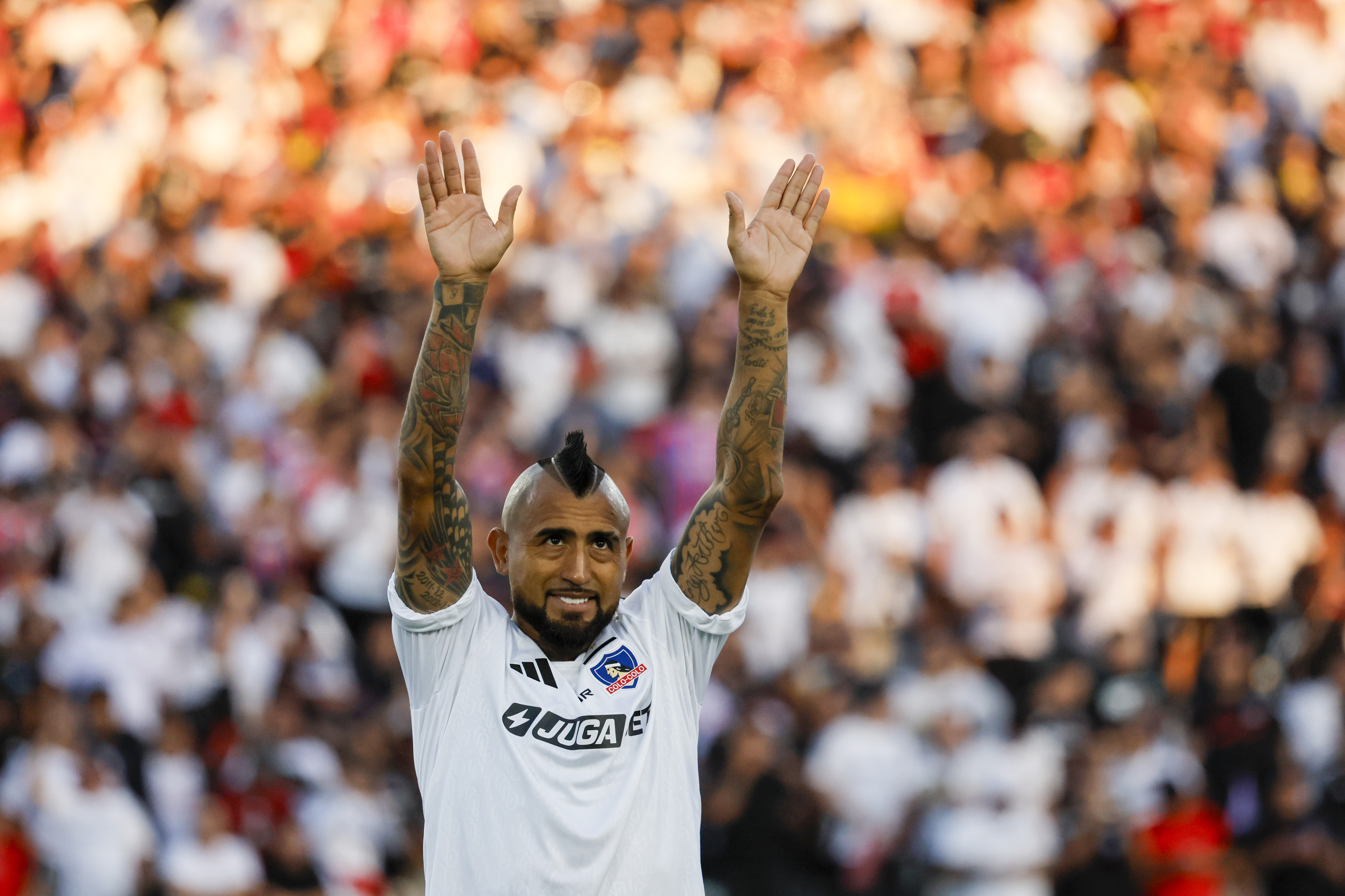 The "Cacique" earned its first three points after a 2-0 win with goals from Javier Correa and Carlos Palacios in Macul Santiago, Chile – February 8, 2026: Colo Colo’s player Arturo Vidal is pictured during a firs...