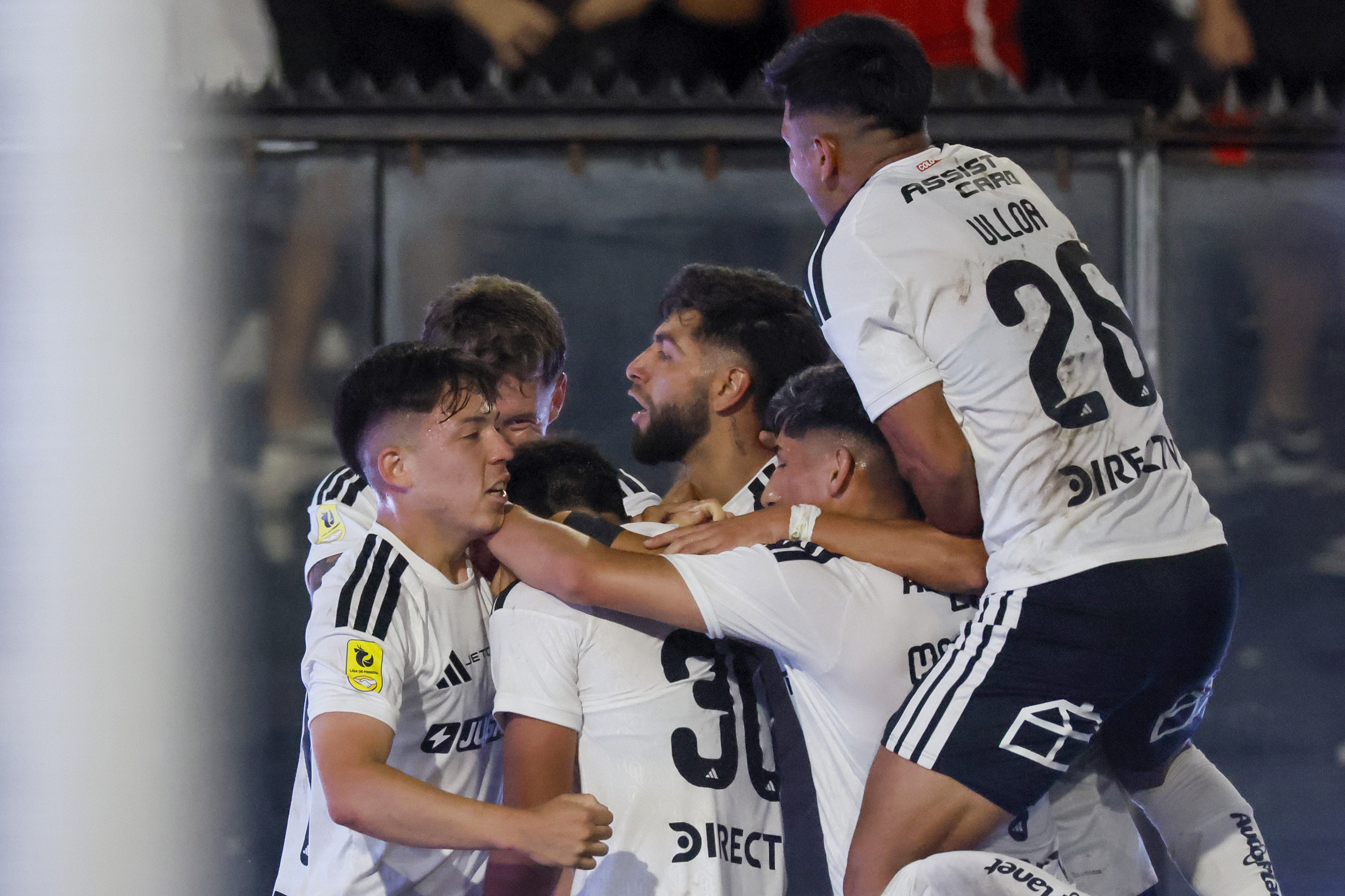 Santiago, Chile – February 8, 2026: Colo Colo’s players celebrate after scoring against gains...