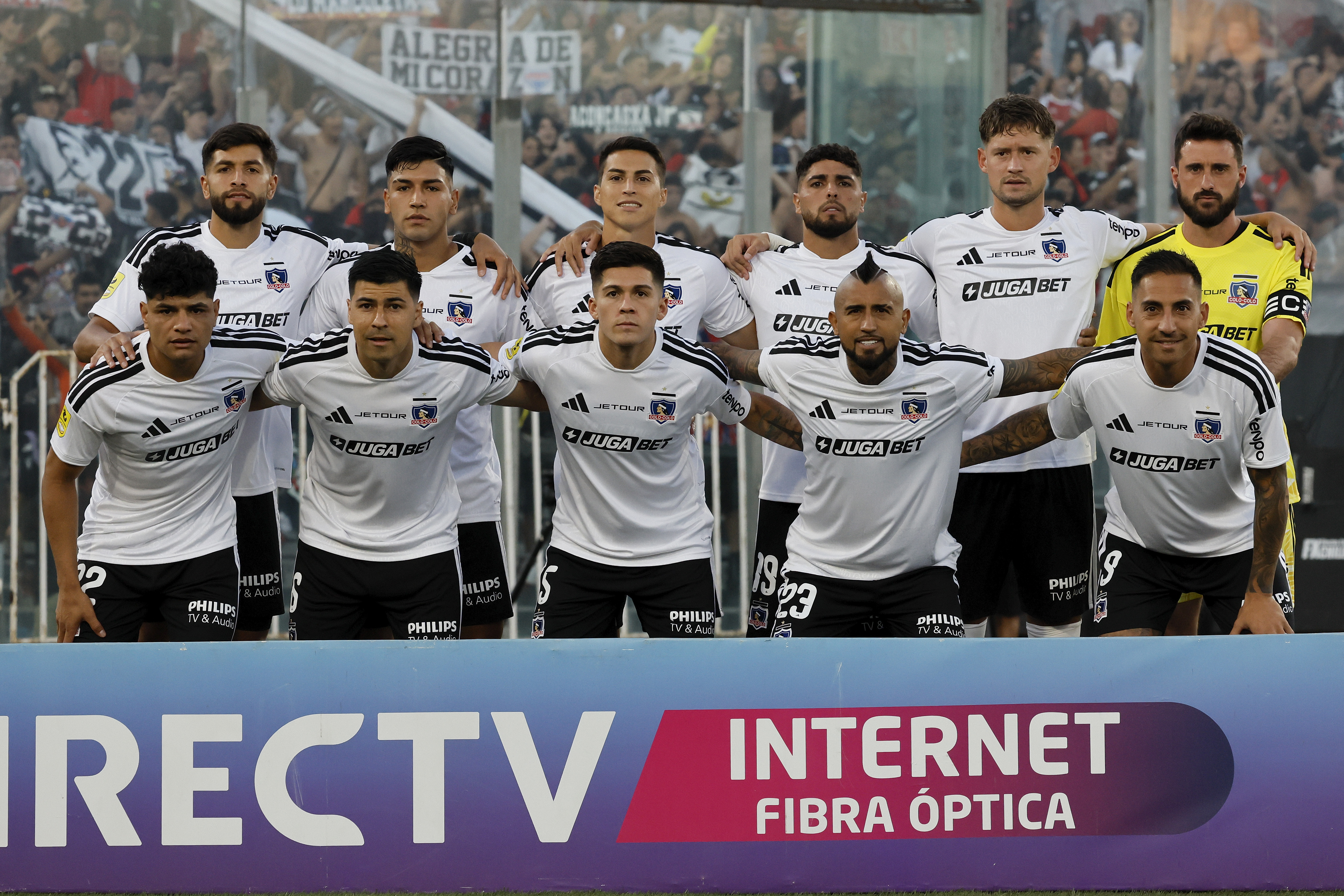Santiago, Chile – February 8, 2026: Colo Colo’s team are pictured during a first division mat...