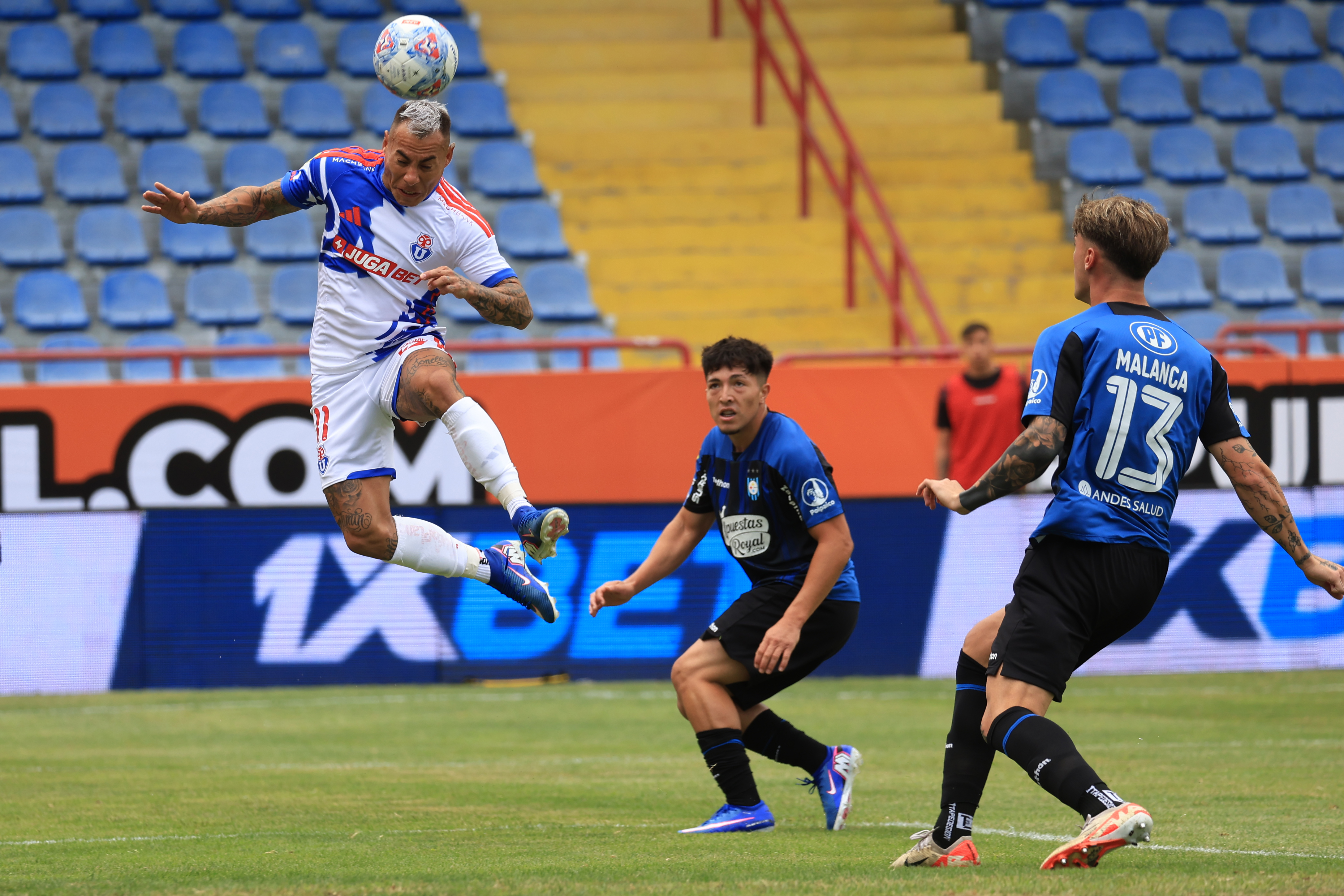 Talcahuano, Chile – February 8, 2026: Universidad de Chile Eduardo Vargas player, center, play ...