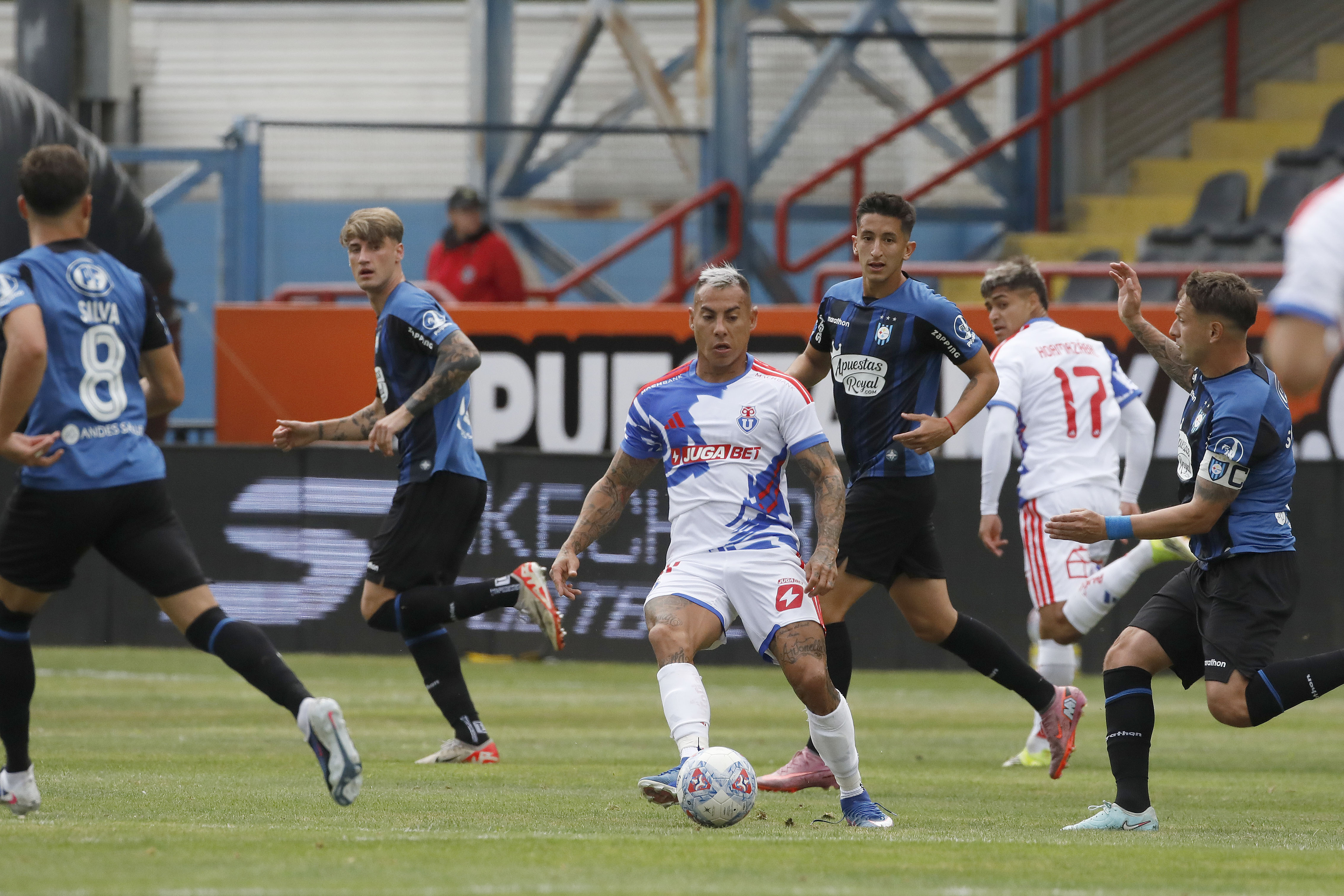 Talcahuano, Chile – February 8, 2026: Universidad de Chile Eduardo Vargas player, center, play ...