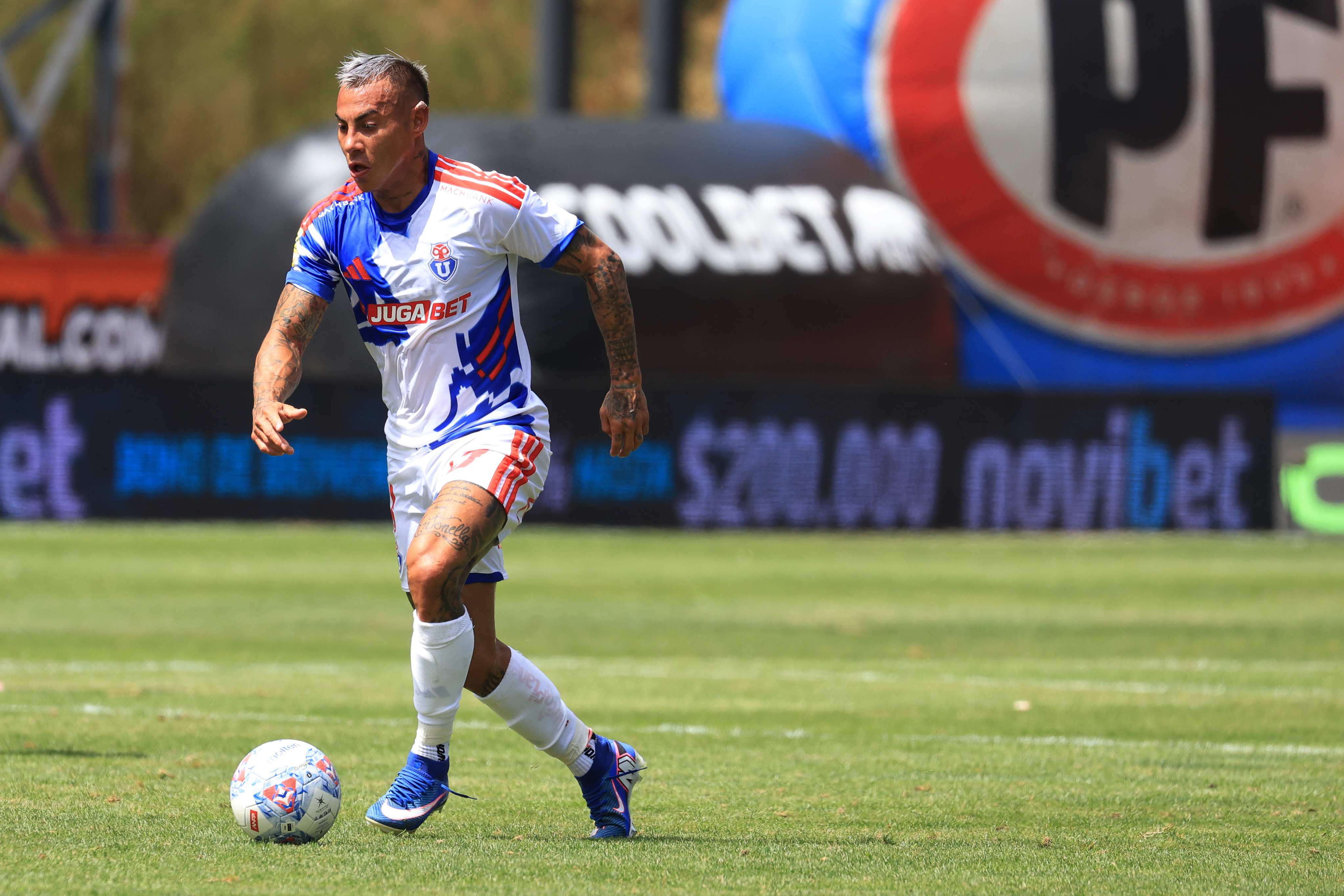 Talcahuano, Chile – February 8, 2026: Universidad de Chile Eduardo Vargas player, center, play ...
