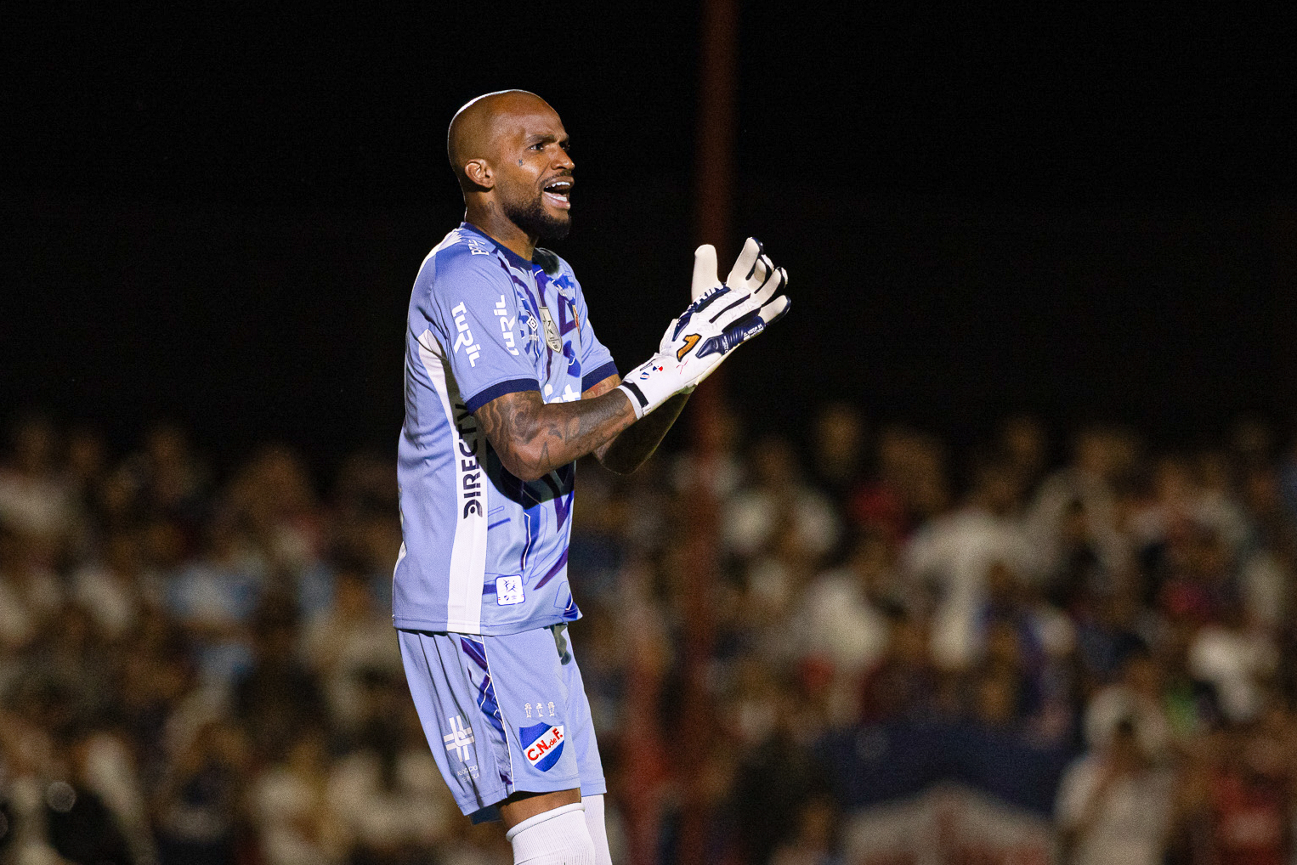 Florida, Uruguay – February 8, 2026: Mejía (c) Goalkeeper of Nacional reacts today. Nacional d...
