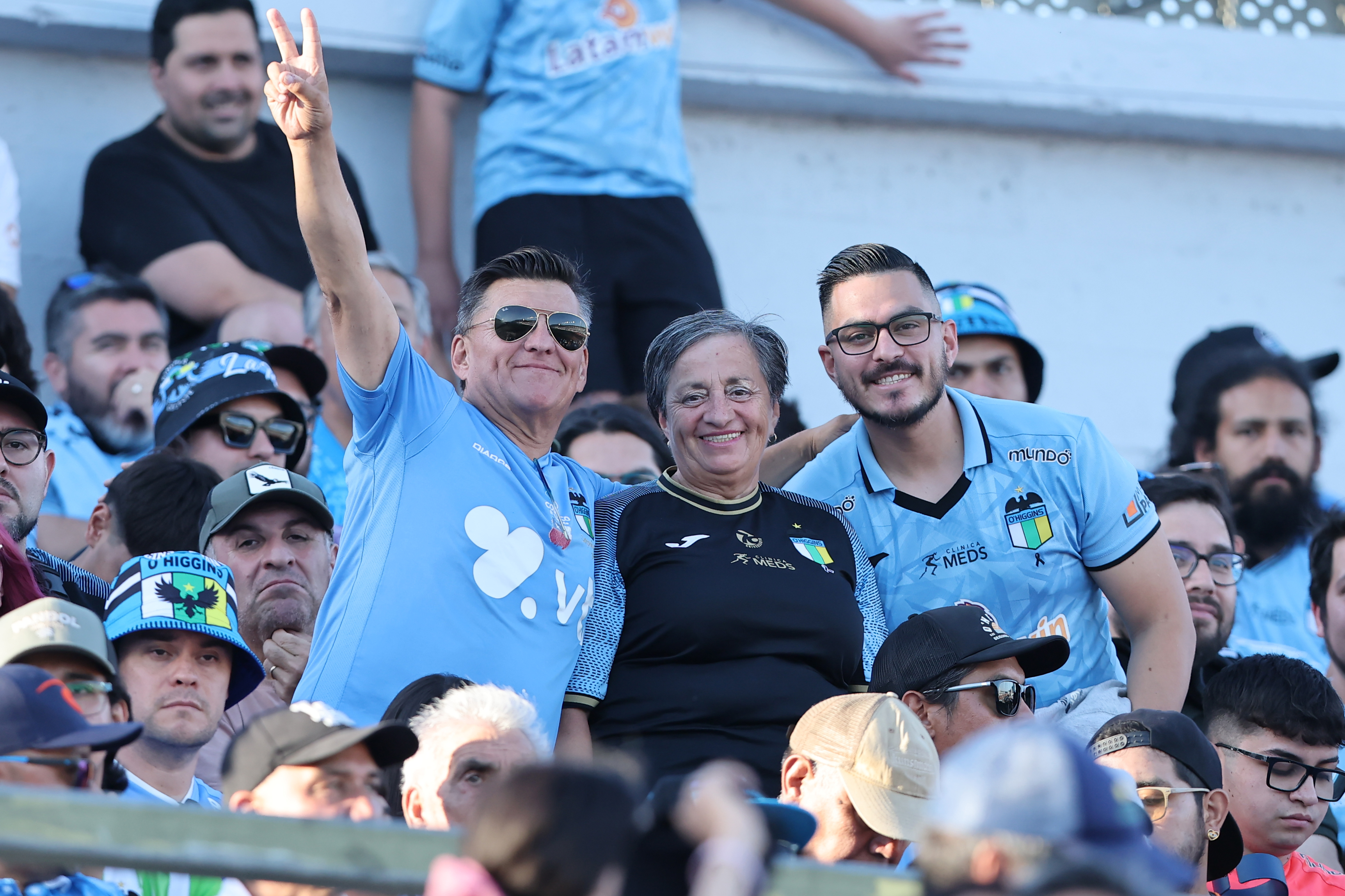 Rancagua, Chile – February 18, 2026: O'Higgins fans pose in one of the stands of the El Tenient...