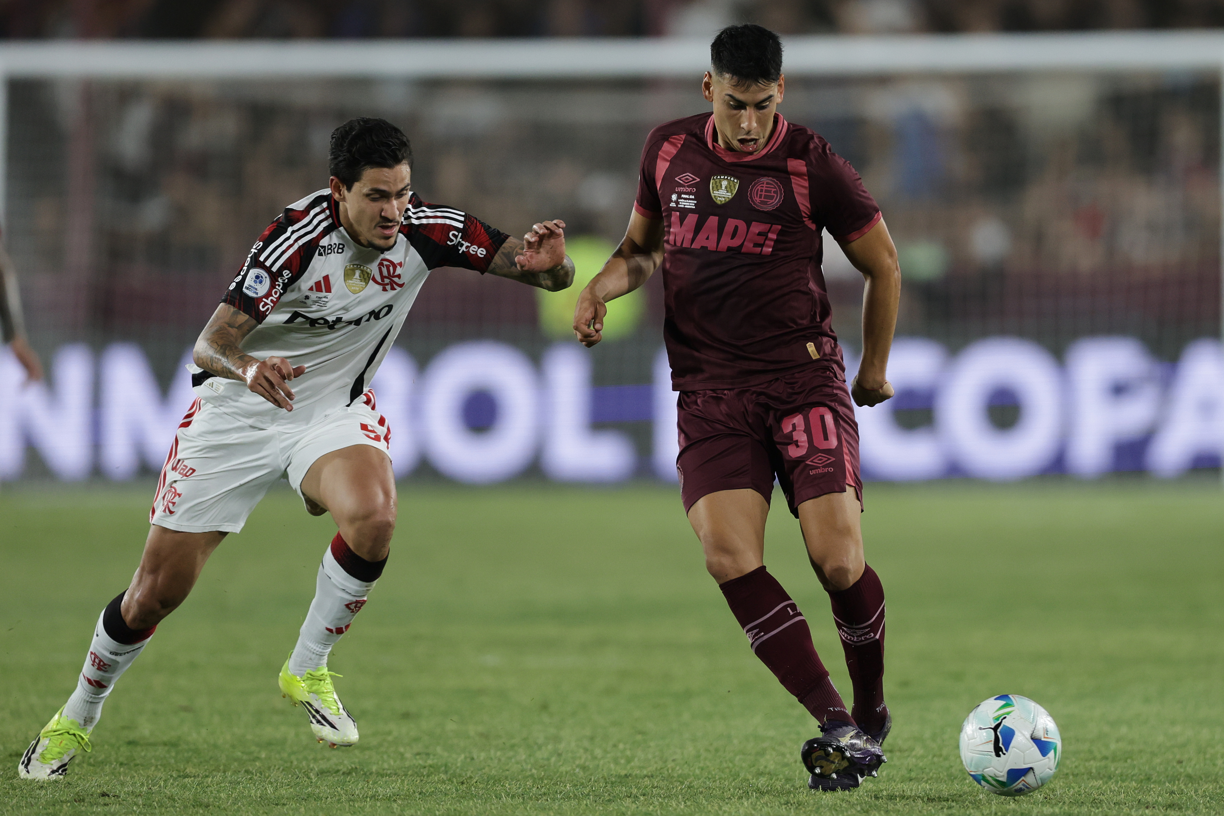 The "Rubro-Negro" side was defeated 1-0 in Argentina and will need a victory at the Maracana to secure the continental title Lanus, Argentina – February 19, 2026: Agustin Cardozo (R) of Lanus. celebrates his goal. Flamen...
