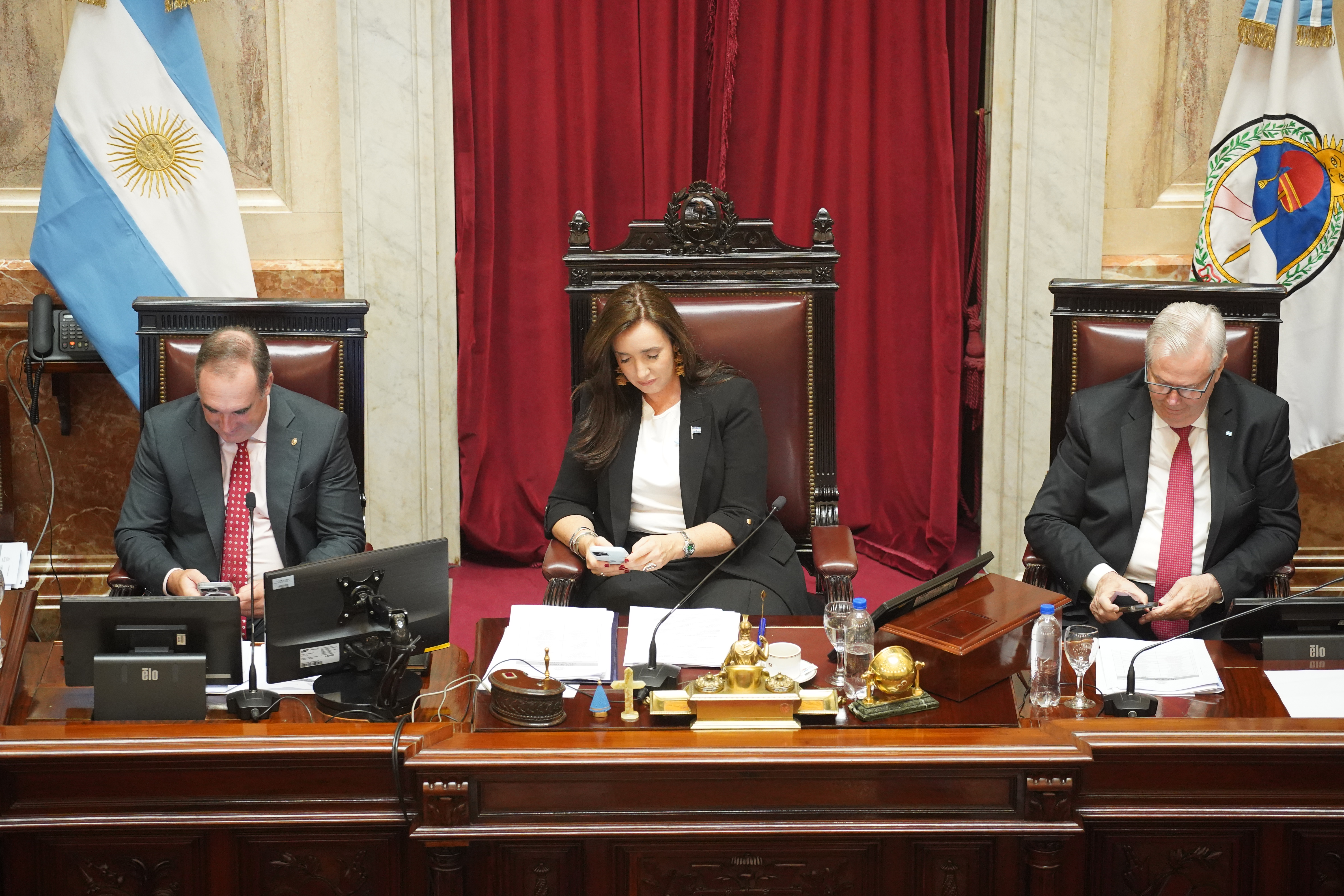 In a marathon session, the age of criminal responsibility was lowered to 14, alongside the glacier law and labor reform amid protests Buenos Aires, Argentina – February 27, 2026: Vicotoria Villaroel (c) vicepresident of Argentina...