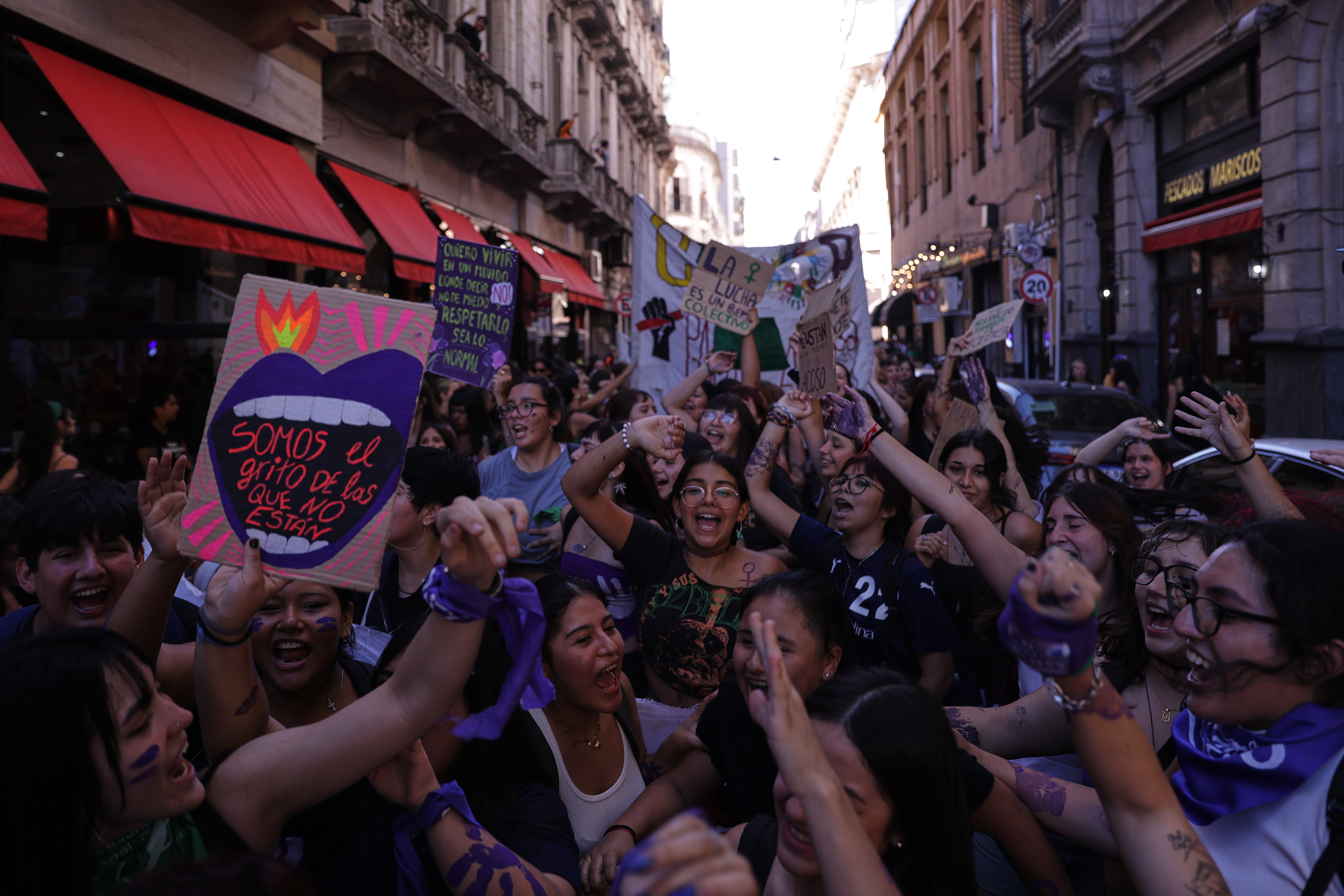 IMAG5812 ARGENTINA-Marcha 8M hoy 09 de Marzo IMAG5812 BUENOS AIRES, ARGENTINA – MARCH 9, 2026: Thousands of women march through the streets of the Argentine capital to commemorate International Women's Day, moving the traditional demonstration to Monday to highlight their absence from workplaces and homes, in Buenos Aires, Argentina on March 9, 2026. The massive mobilization saw a high turnout of feminist collectives, social organizations, and individuals who gathered at the National Congress to demand an end to gender-based violence and to protest against economic policies affecting women disproportionately. By choosing to march on March 9 instead of the 8th, organizers aimed to demonstrate the impact of a day without women's labor, both formal and domestic. The event concluded without major incidents, marking one of the largest demonstrations of the year as participants voiced their concerns over the current administration's stance on gender rights and social protections.